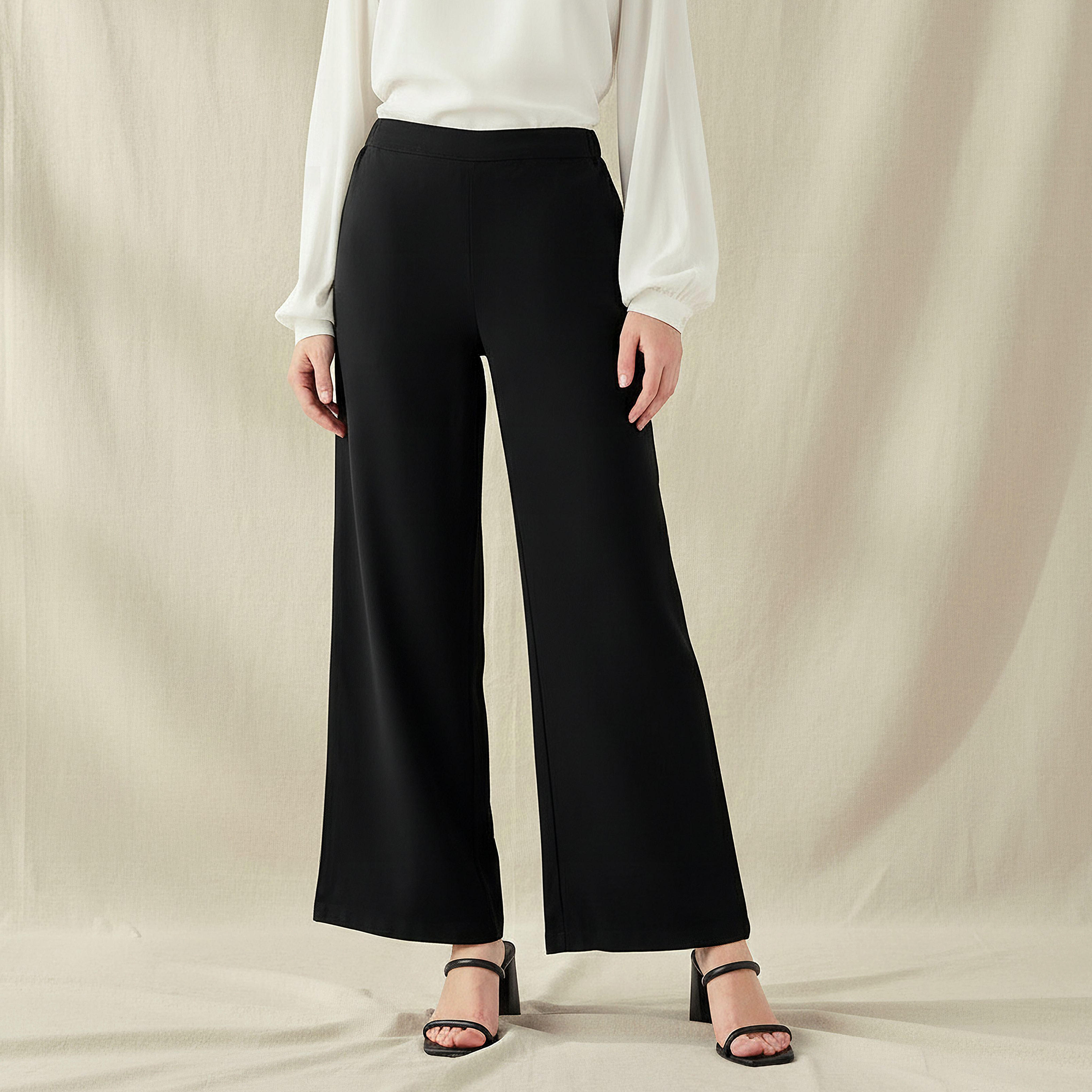 بنطلون واسع الساقين بقصة عادية وخصر متوسط الارتفاع-women-clothing-coordsets-image-1
