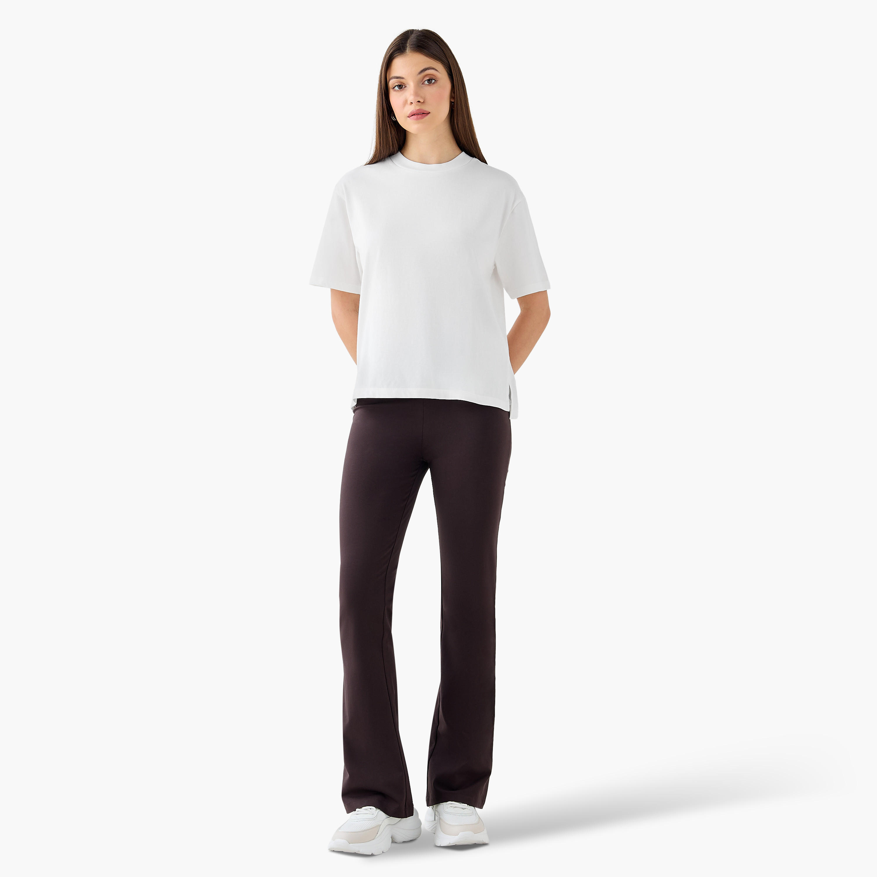 Regular Fit Cotton T-shirt with Side Slits-women-clothing-tshirts-image-2