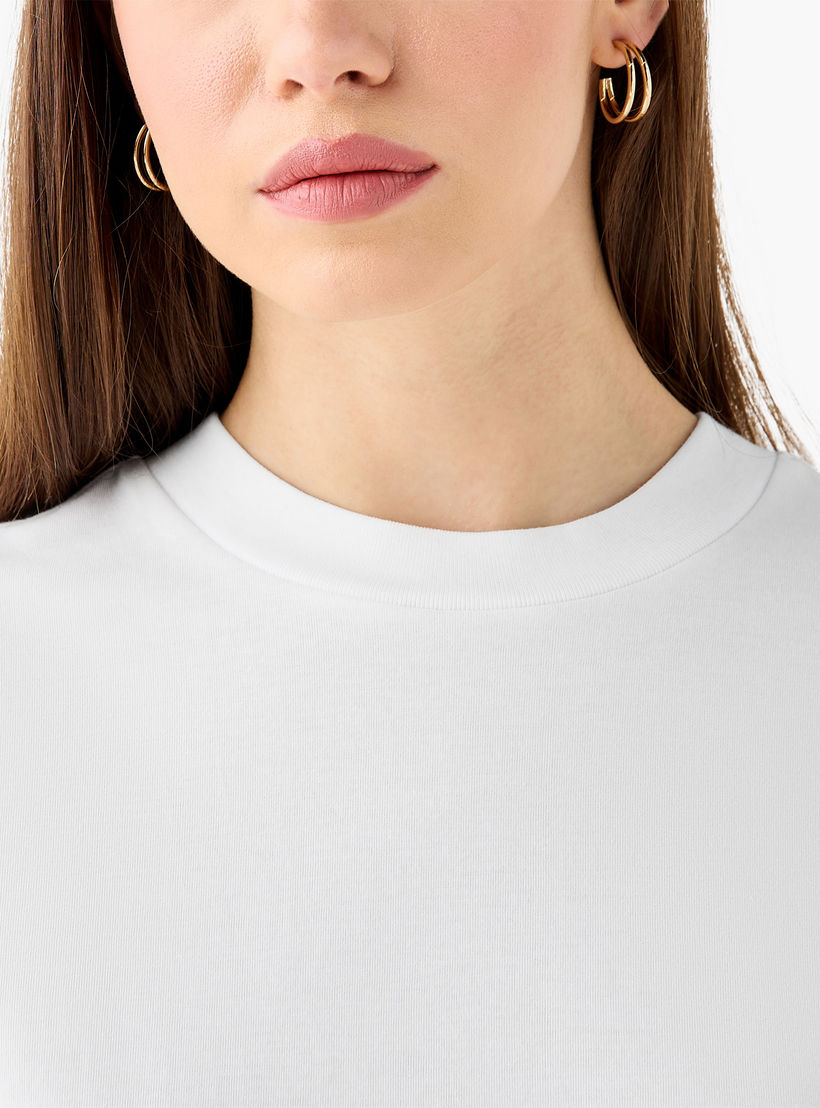 Regular Fit Cotton T-shirt with Side Slits-women-clothing-tshirts-image-3