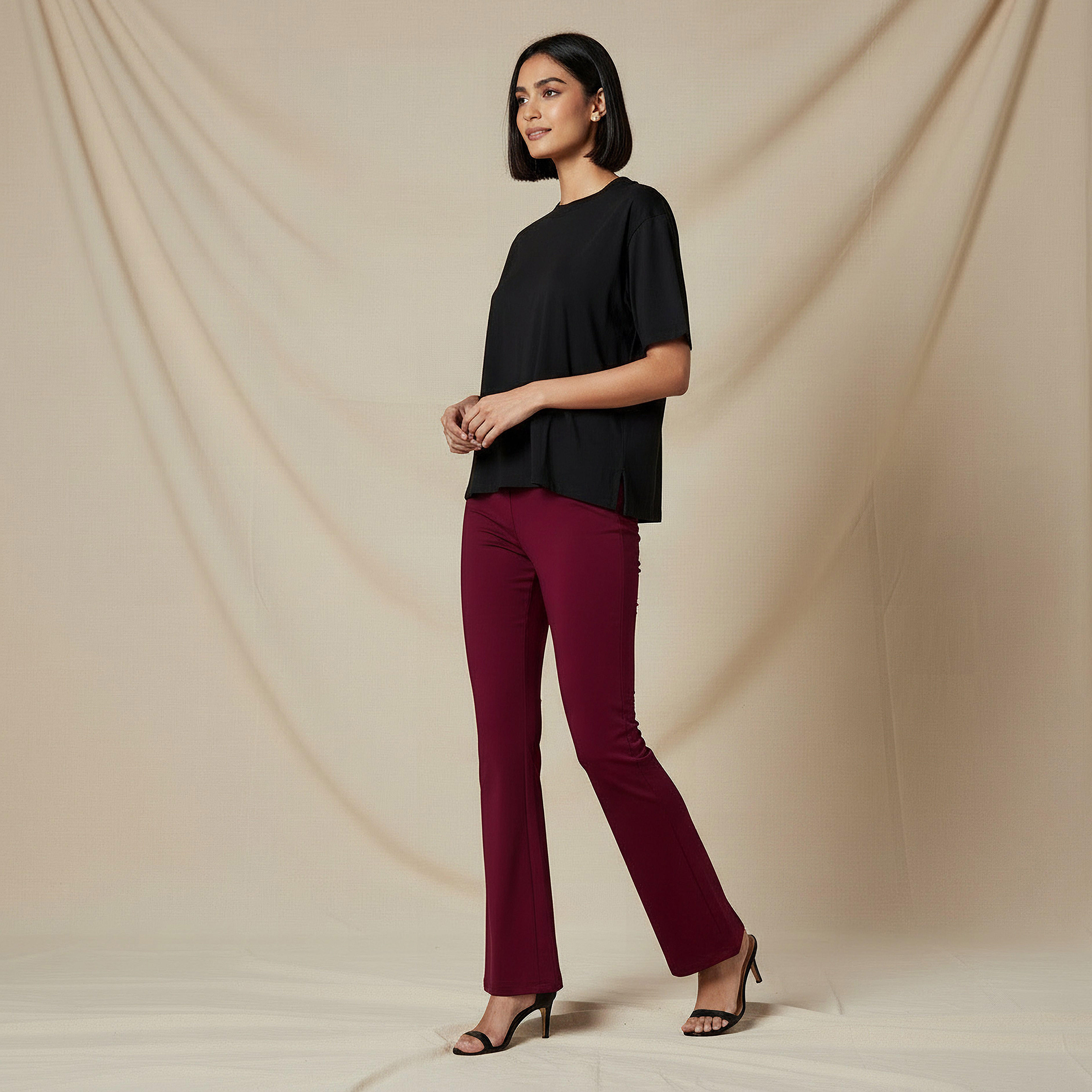 تيشيرت قطن بقصة عادية وفتحات جانبية-women-clothing-tshirts-image-2
