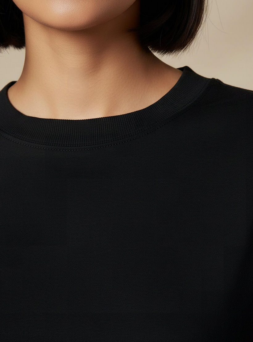 تيشيرت قطن بقصة عادية وفتحات جانبية-women-clothing-tshirts-image-3