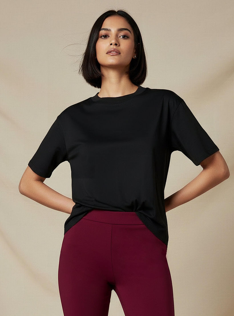تيشيرت قطن بقصة عادية وفتحات جانبية-women-clothing-tshirts-image-6
