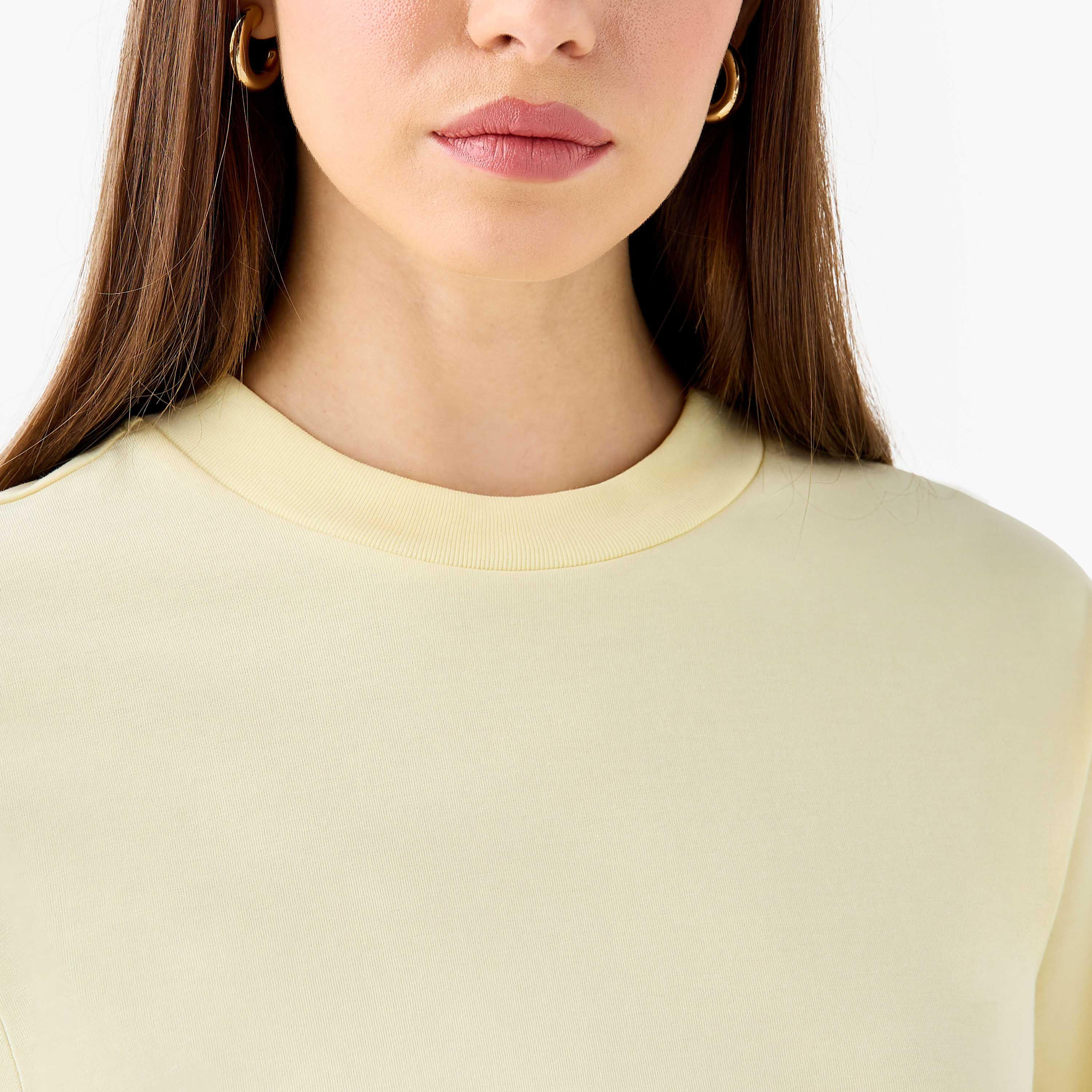 Regular Fit Cotton T-shirt with Side Slits-women-clothing-tshirts-image-4