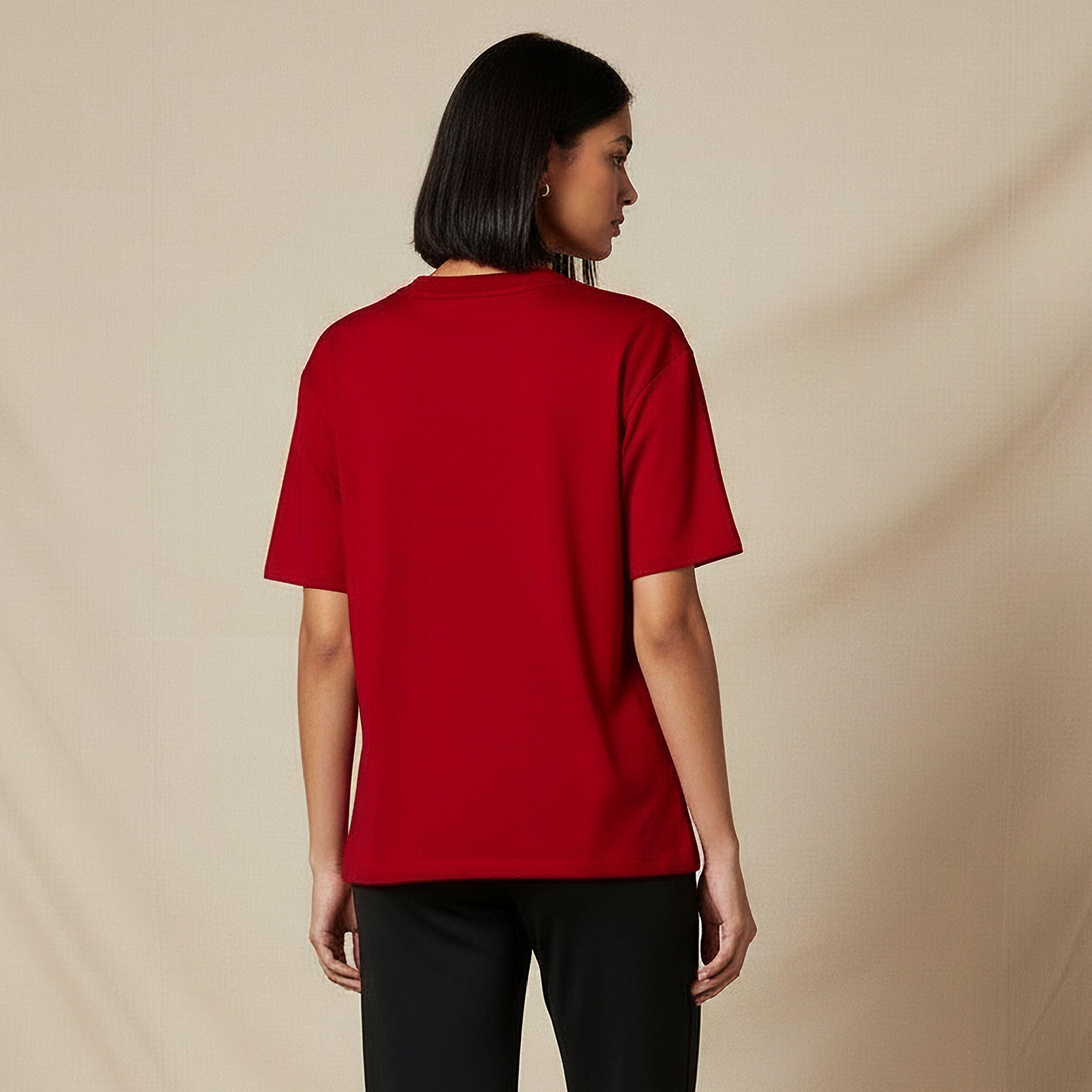 Regular Fit Cotton T-shirt with Side Slits-women-clothing-tshirts-image-4