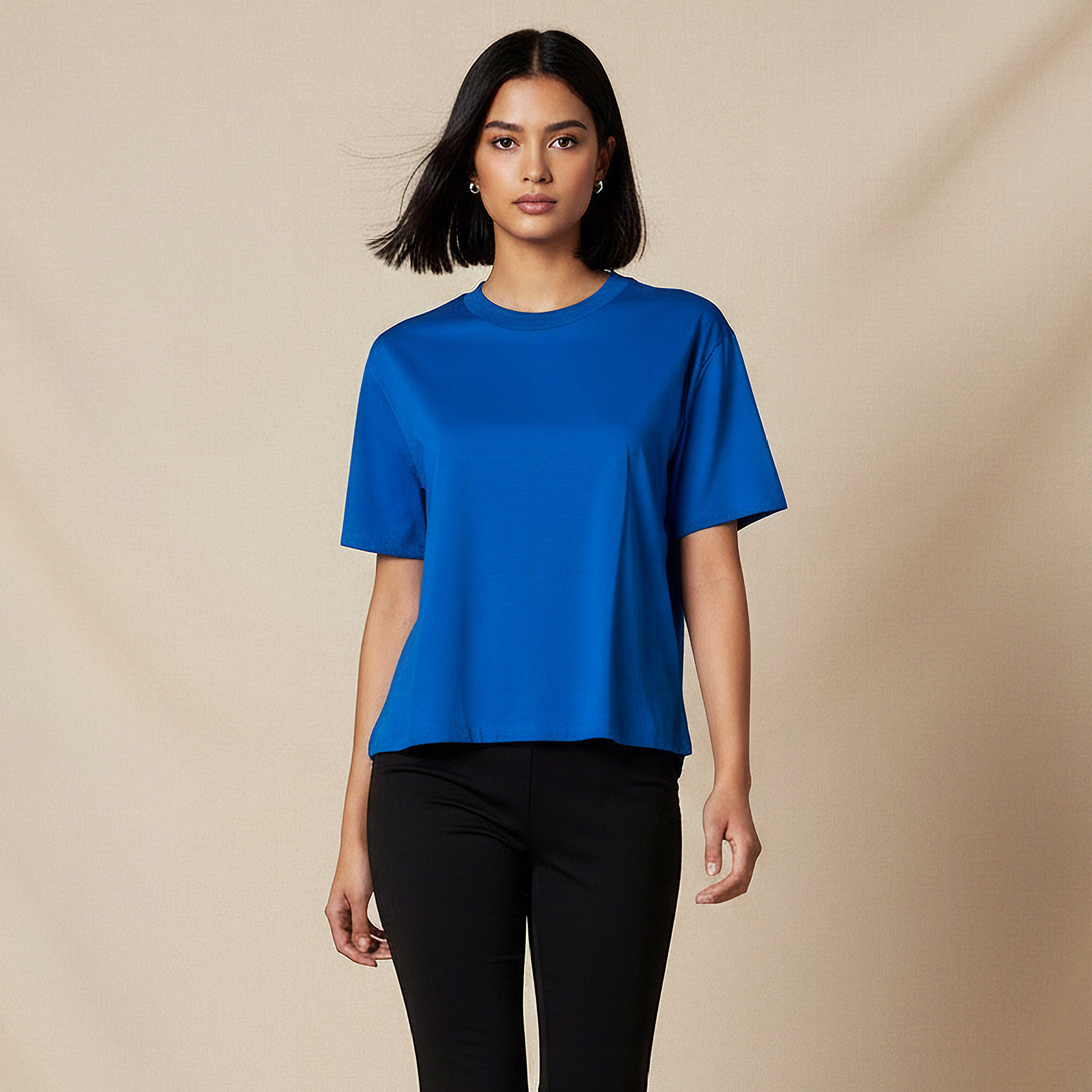 Regular Fit Cotton T-shirt with Side Slits-women-clothing-tshirts-image-1