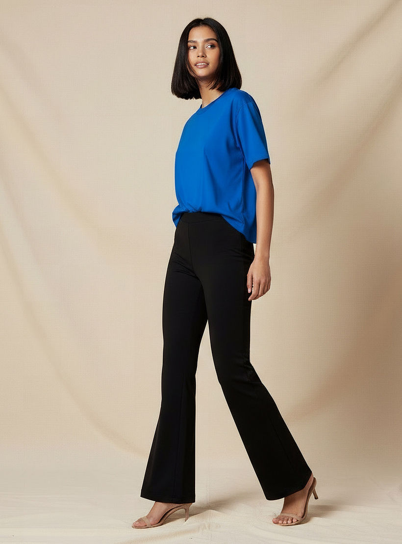 Regular Fit Cotton T-shirt with Side Slits-women-clothing-tshirts-image-2