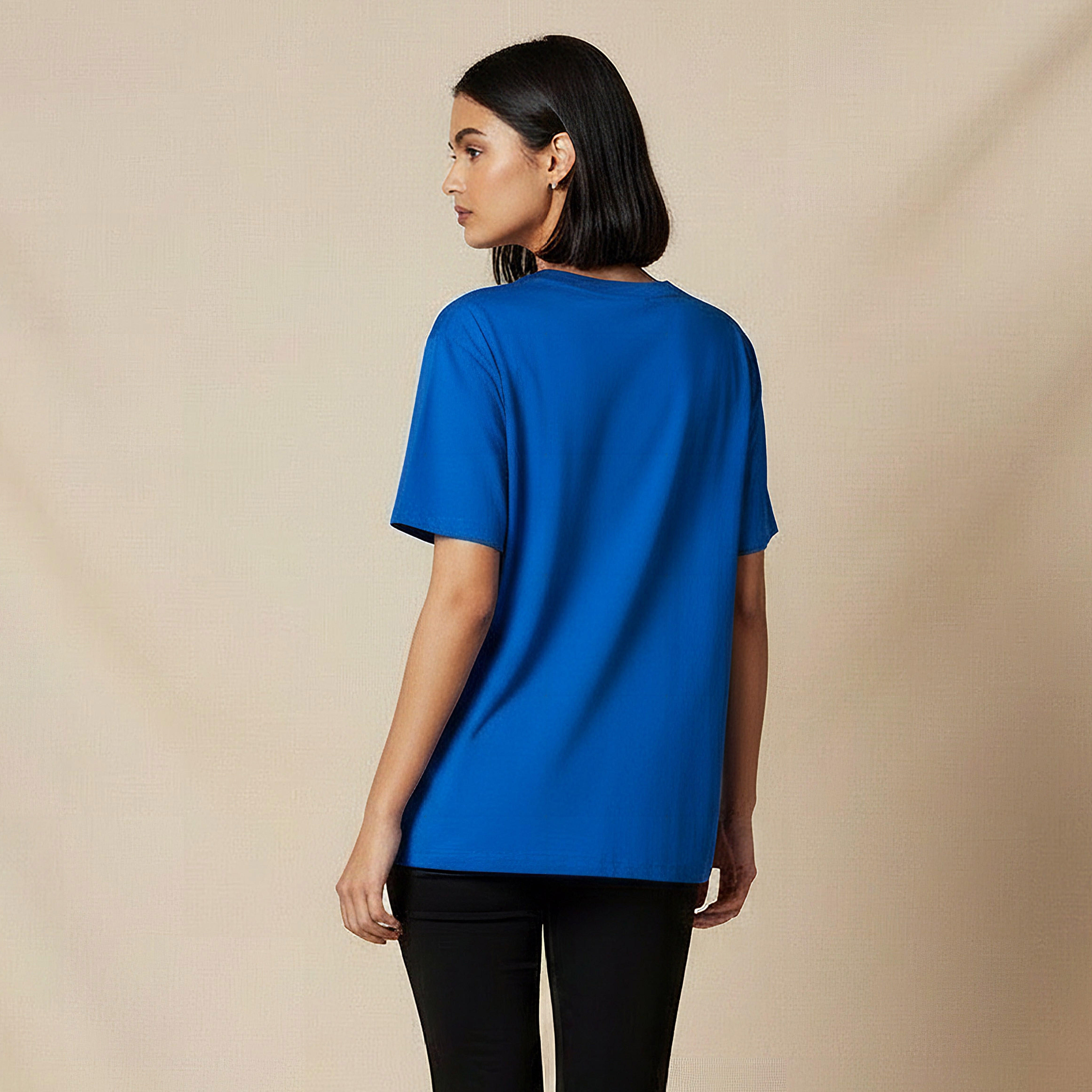 Regular Fit Cotton T-shirt with Side Slits-women-clothing-tshirts-image-4