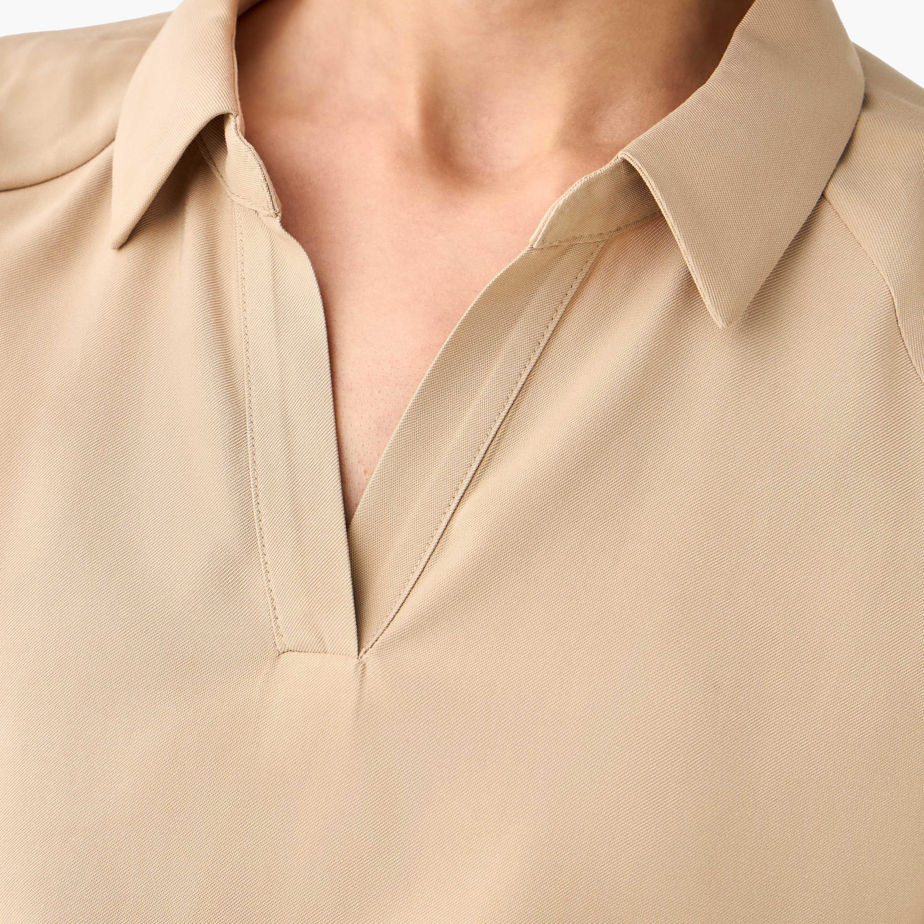 Relaxed Fit Twill Raglan Sleeve Top with Collar-women-clothing-coordsets-image-4