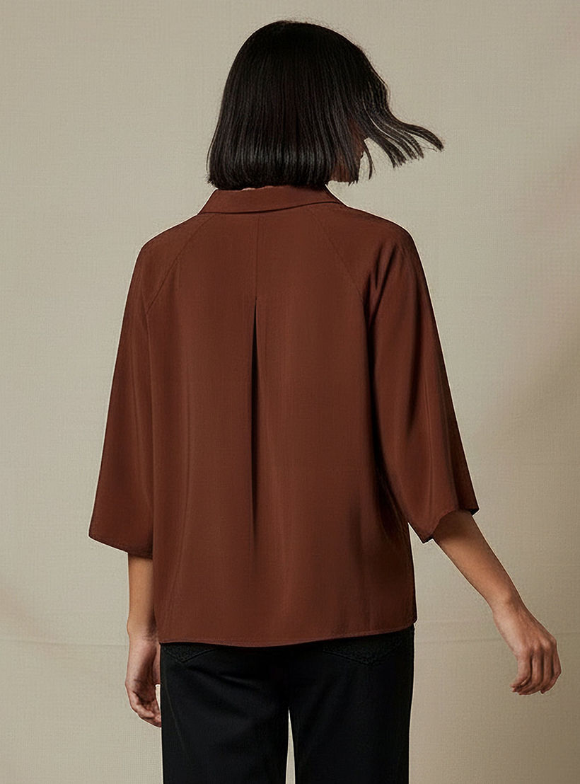 Relaxed Fit Twill Raglan Sleeve Top with Collar-women-clothing-coordsets-image-4