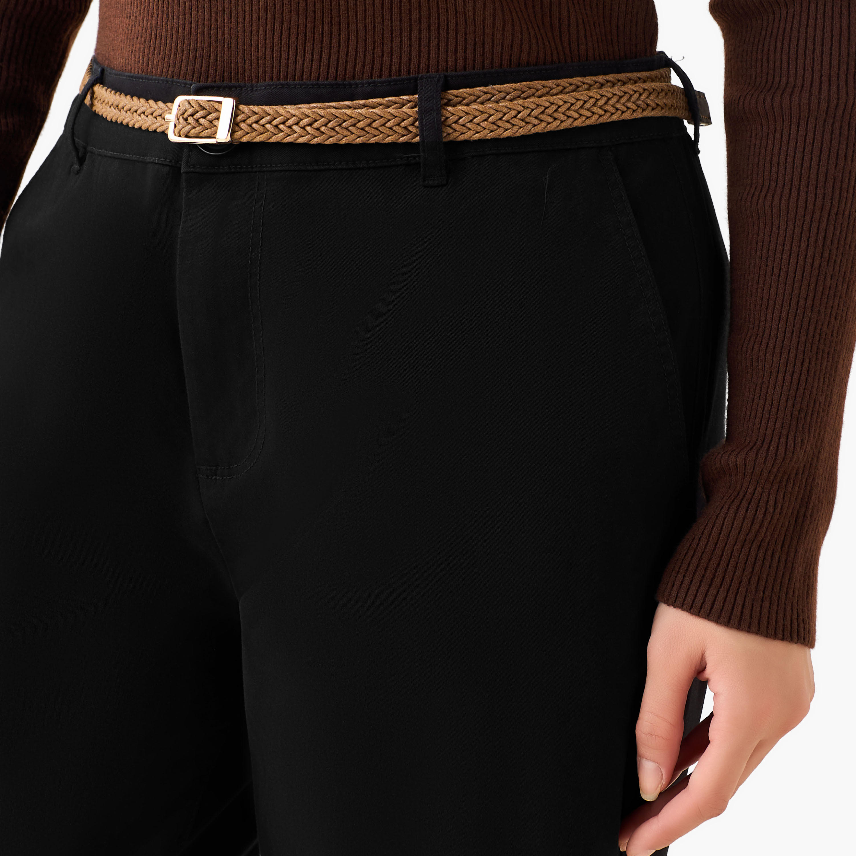 بنطلون شينو بخصر مرتفع وقصة مريحة-women-clothing-bottoms-trousers-image-5