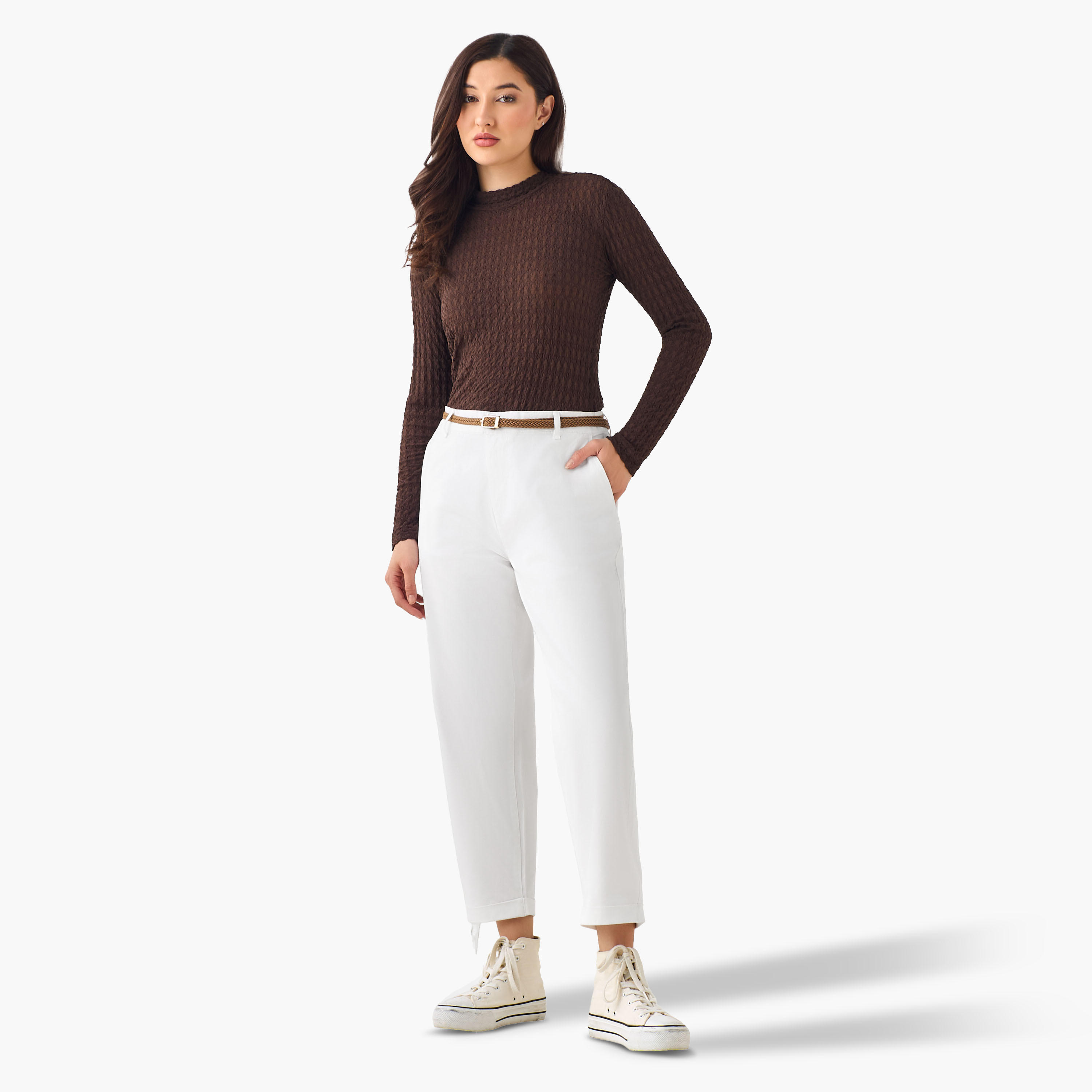 بنطلون شينو بخصر مرتفع وقصة مريحة-women-clothing-bottoms-trousers-image-6