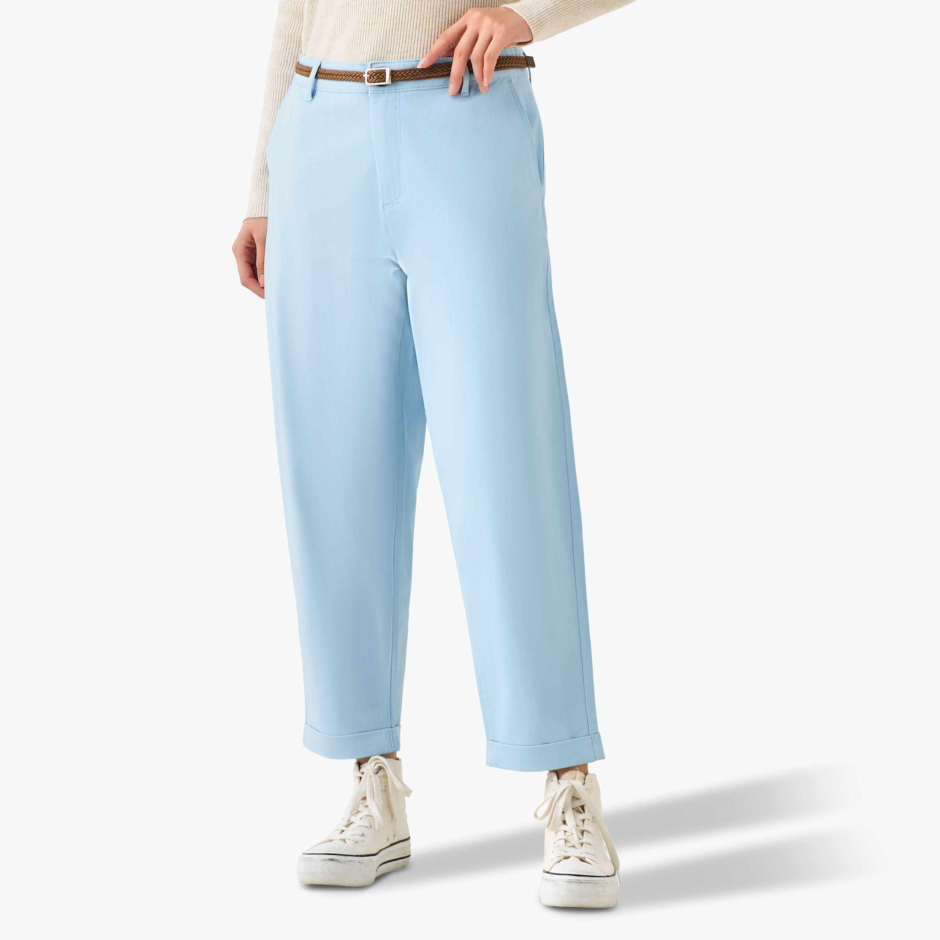 بنطلون شينو بخصر مرتفع وقصة مريحة-women-clothing-bottoms-trousers-image-2
