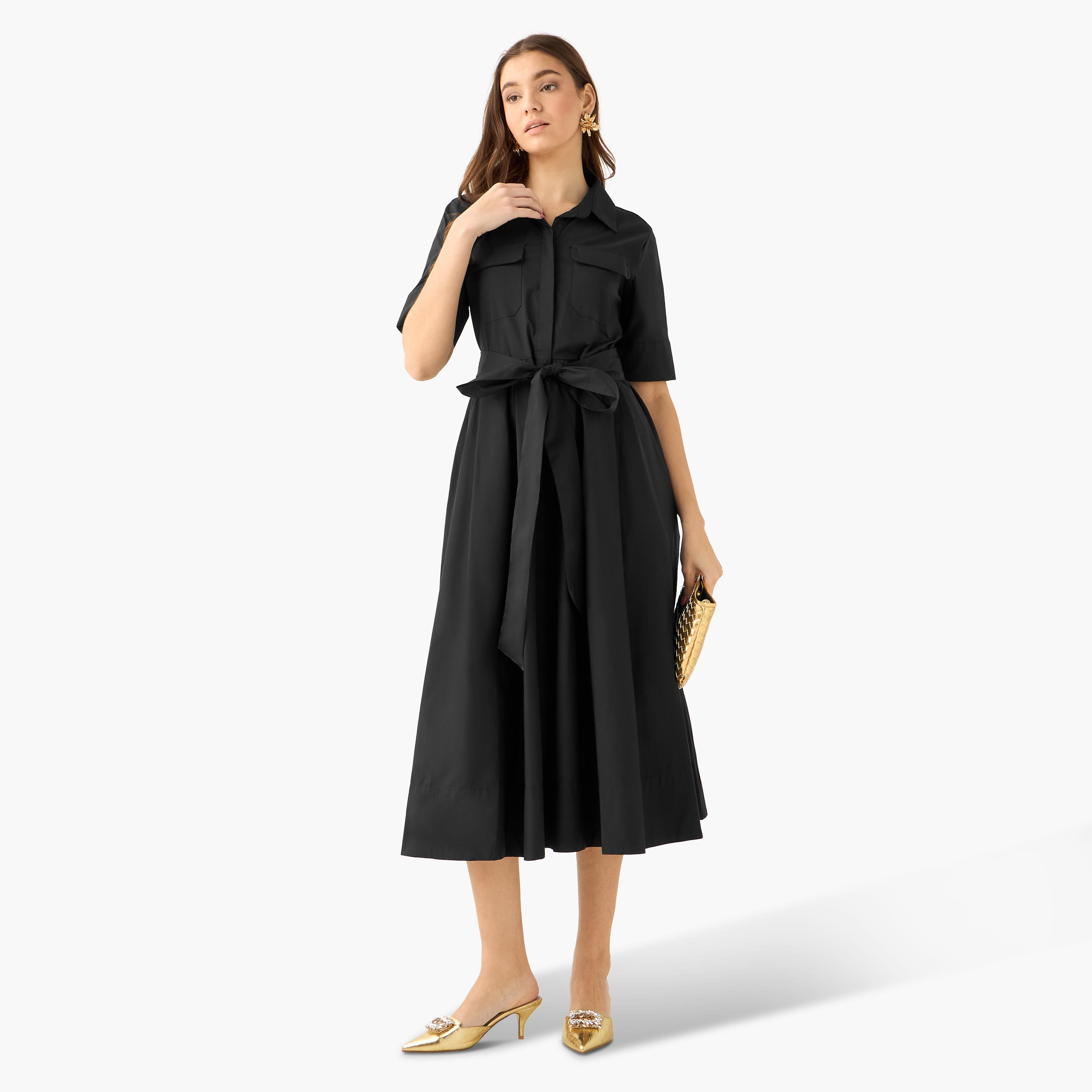 Shirt Midi Dress with Tie-Up Belt-women-clothing-dresses-image-3
