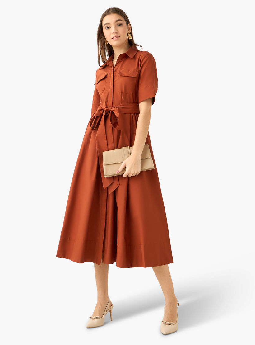فستان قميص ميدي بحزام ربط-women-clothing-dresses-image-3