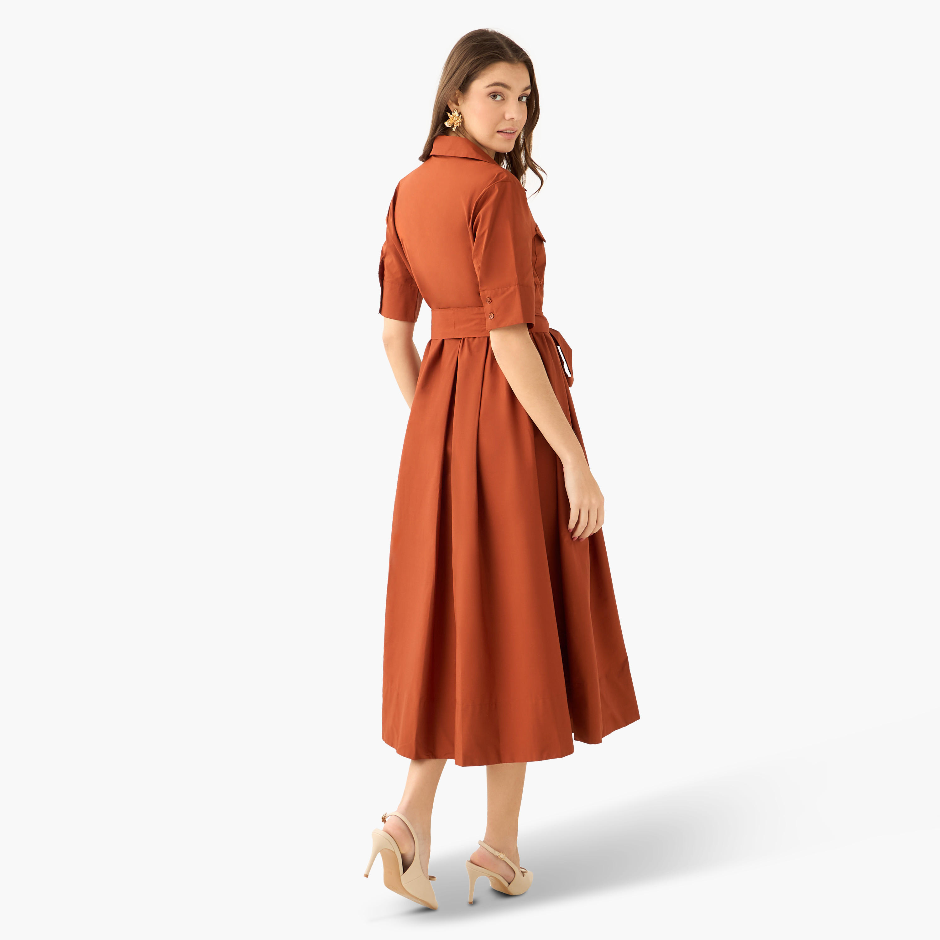 Shirt Midi Dress with Tie-Up Belt-women-clothing-dresses-image-4