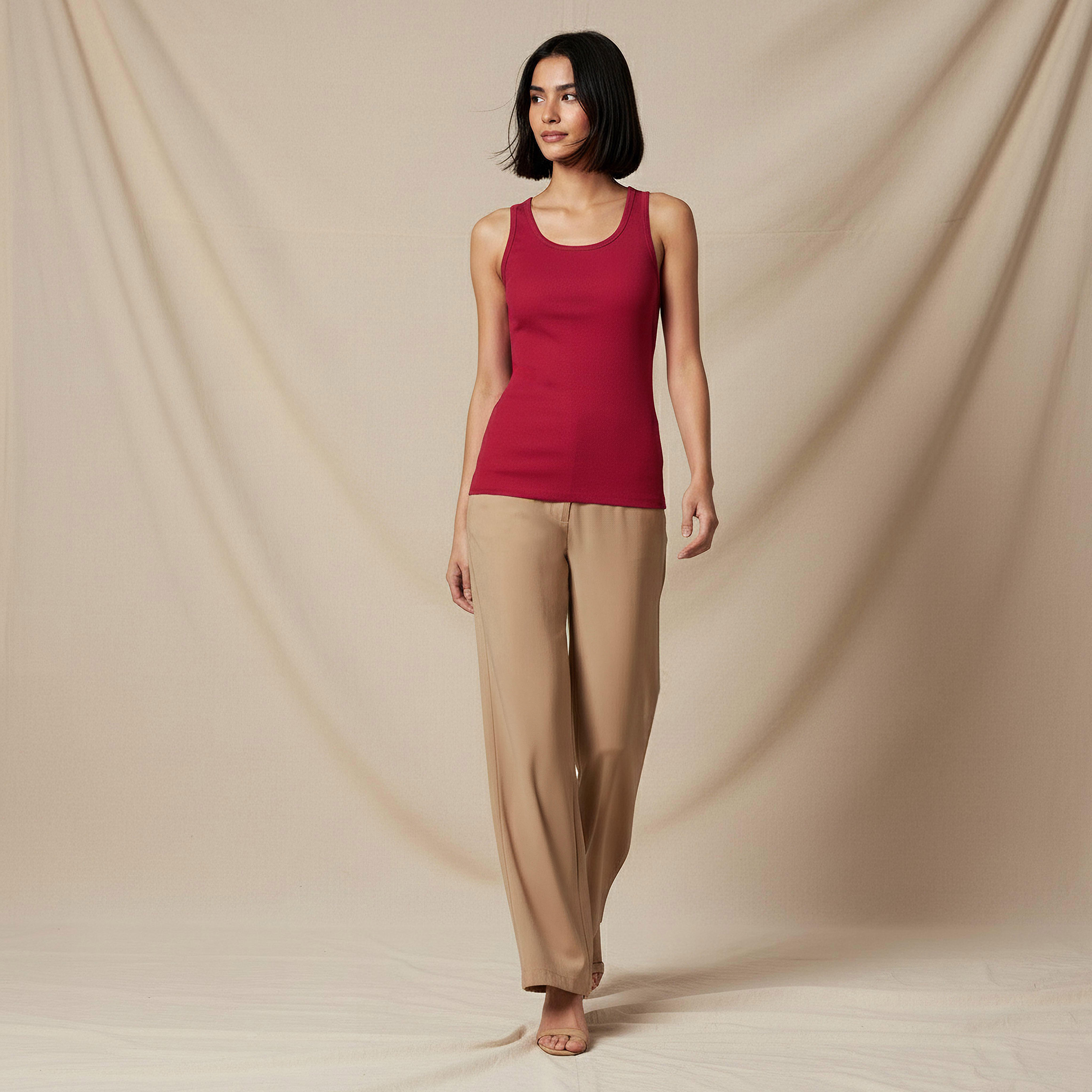 Slim Fit Tank Top with Ribbed Design-women-clothing-tshirts-image-2