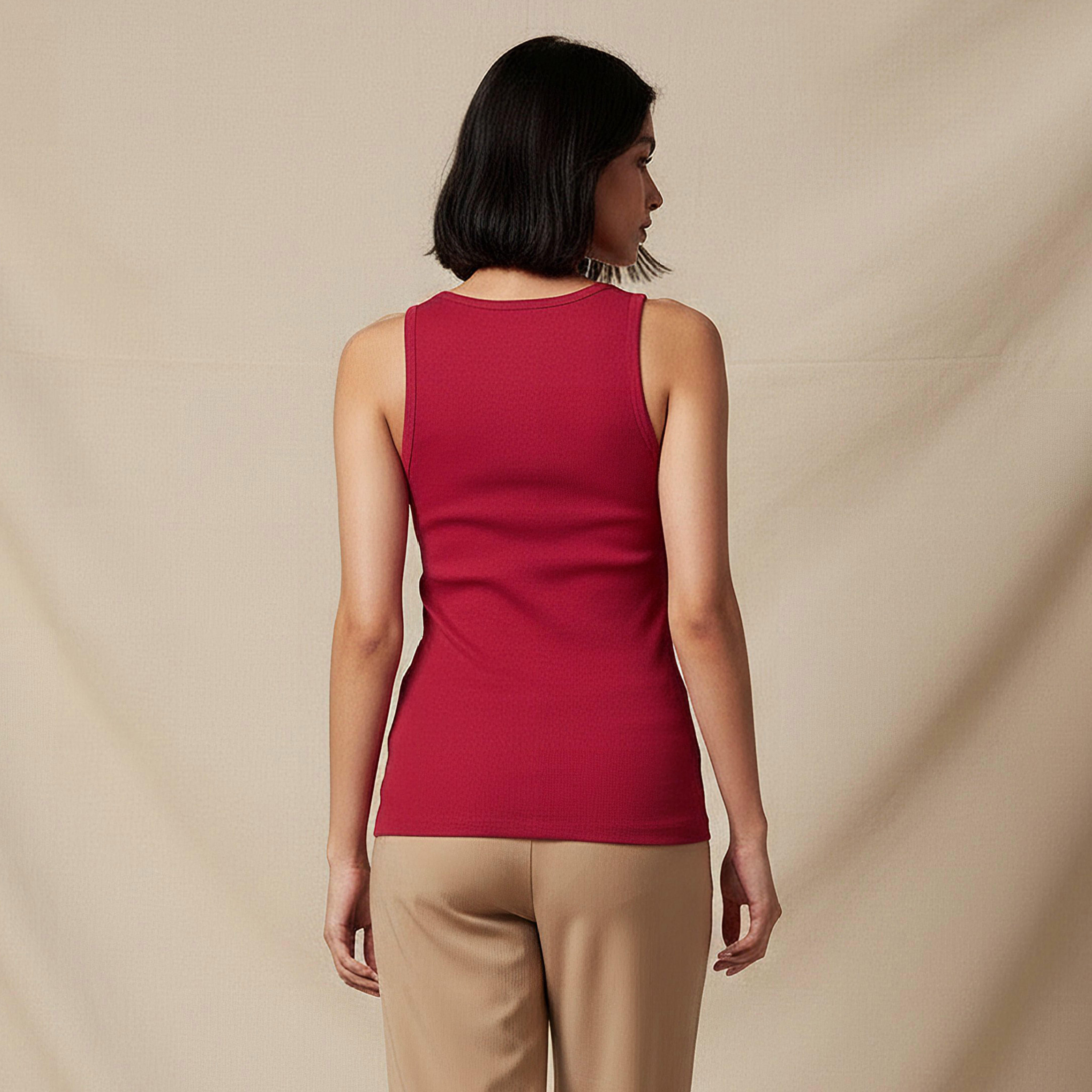 Slim Fit Tank Top with Ribbed Design-women-clothing-tshirts-image-4