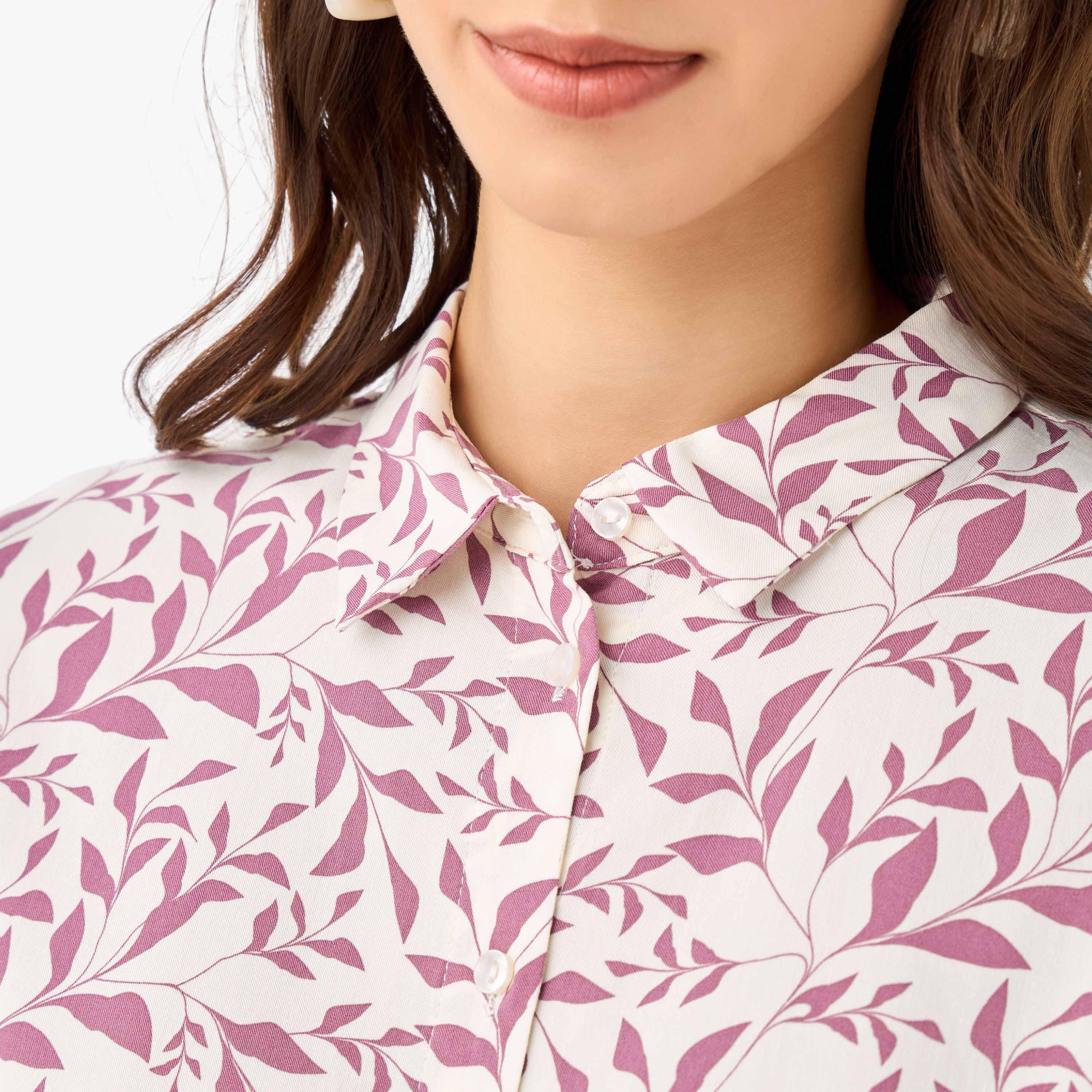 Viscose Shirt with Leaf Print-women-clothing-shirtsandblouses-shirts-image-2