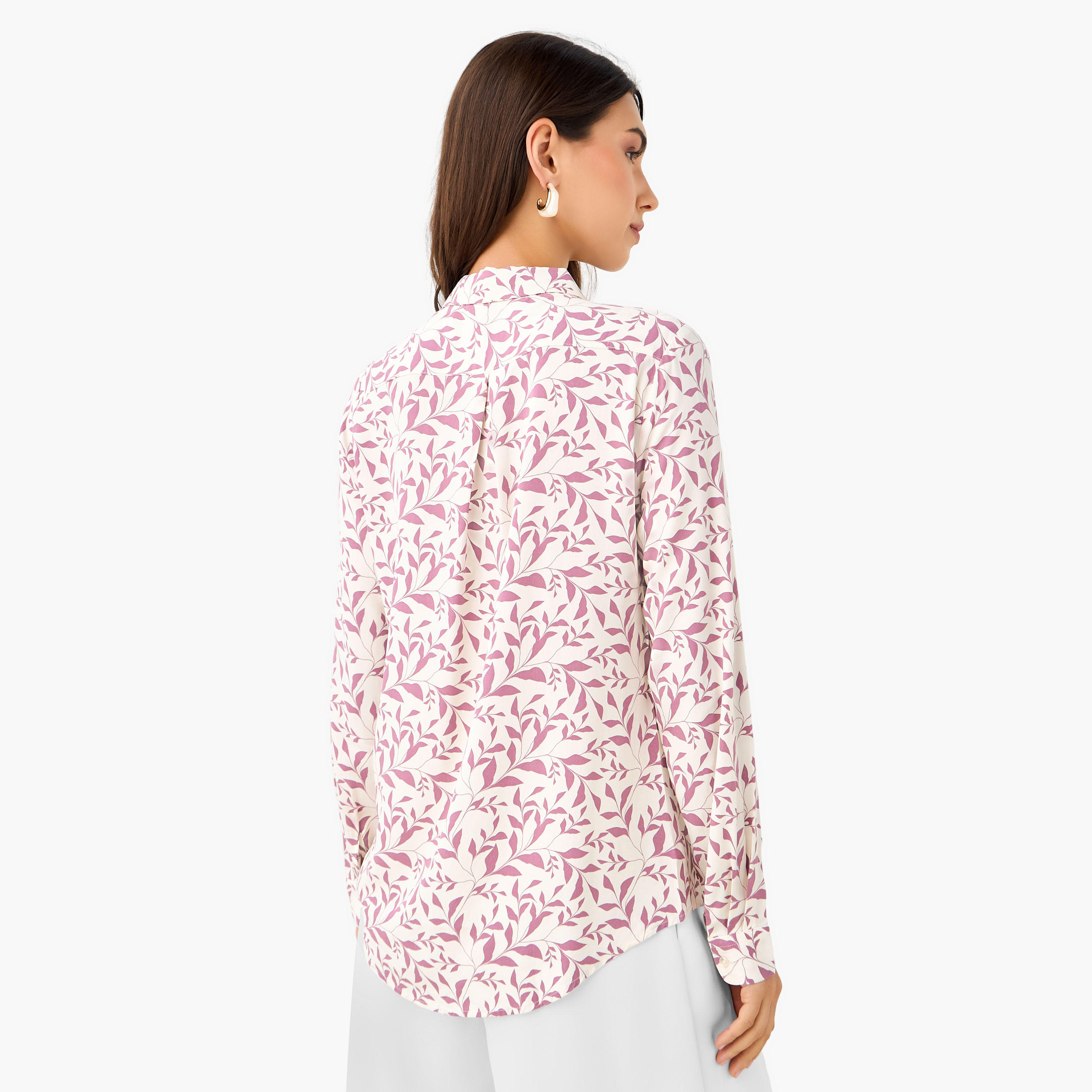 Viscose Shirt with Leaf Print-women-clothing-shirtsandblouses-shirts-image-4
