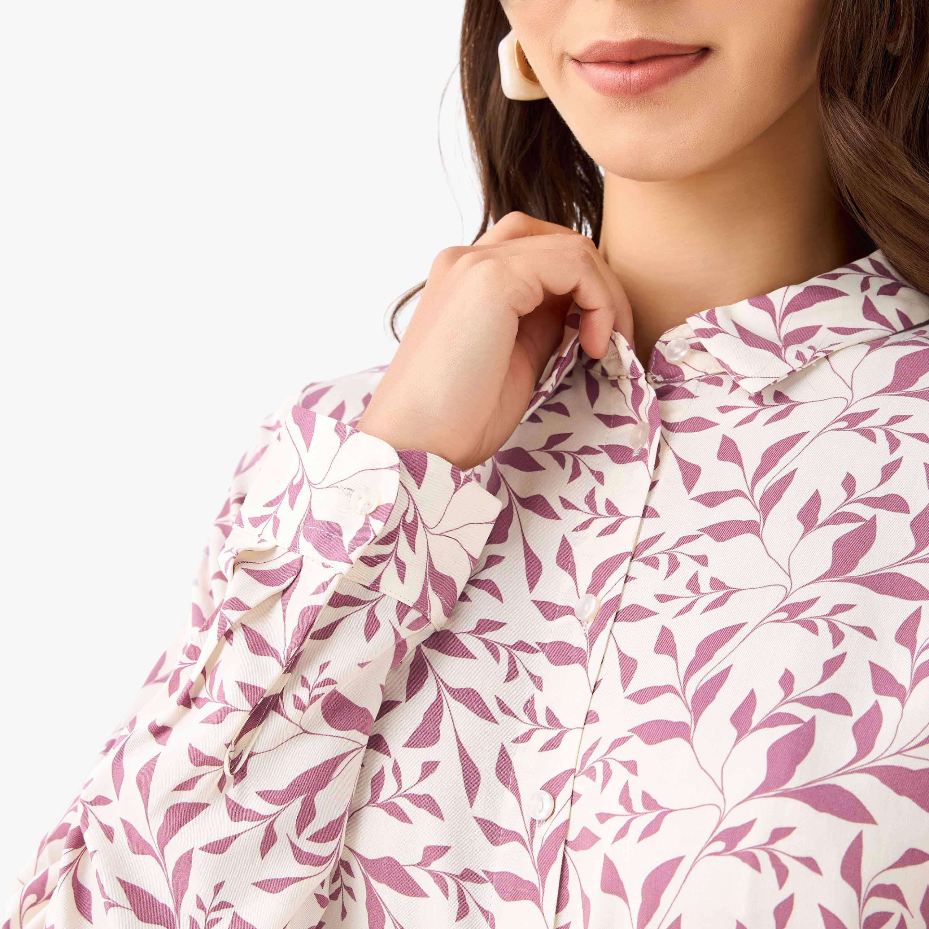 Viscose Shirt with Leaf Print-women-clothing-shirtsandblouses-shirts-image-5