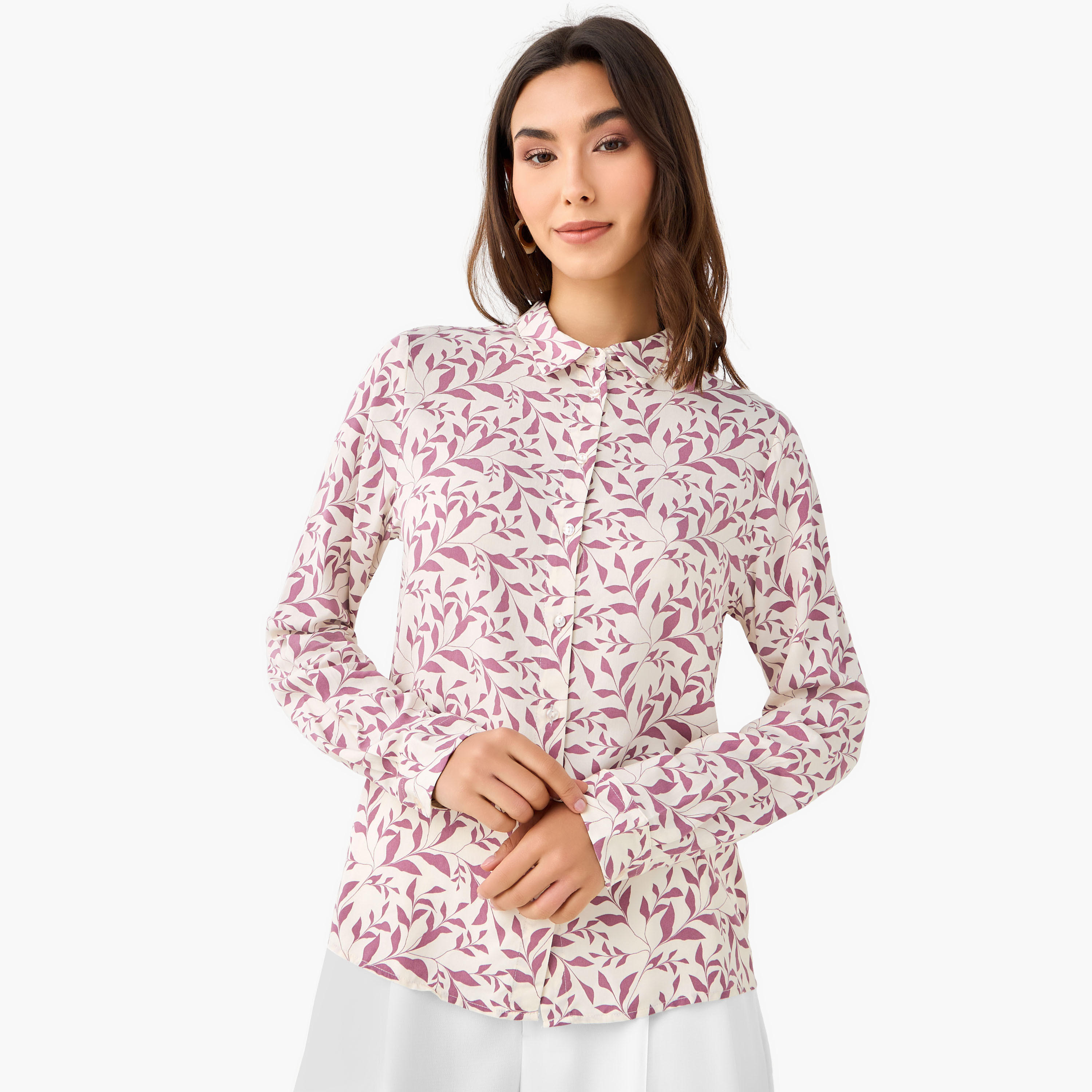 Viscose Shirt with Leaf Print-women-clothing-shirtsandblouses-shirts-image-6