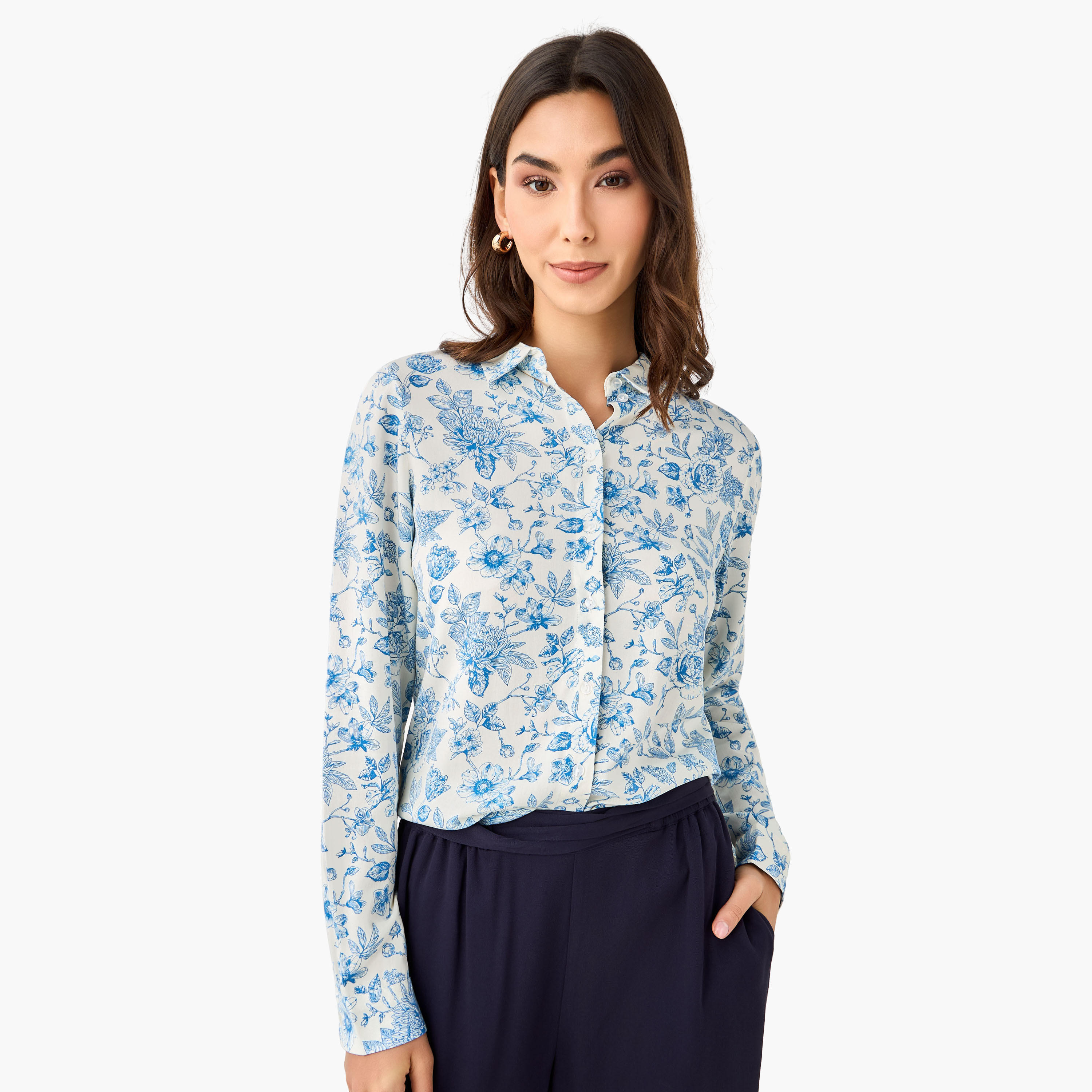 قميص فيسكوز بطبعة زهور-women-clothing-shirtsandblouses-shirts-image-1