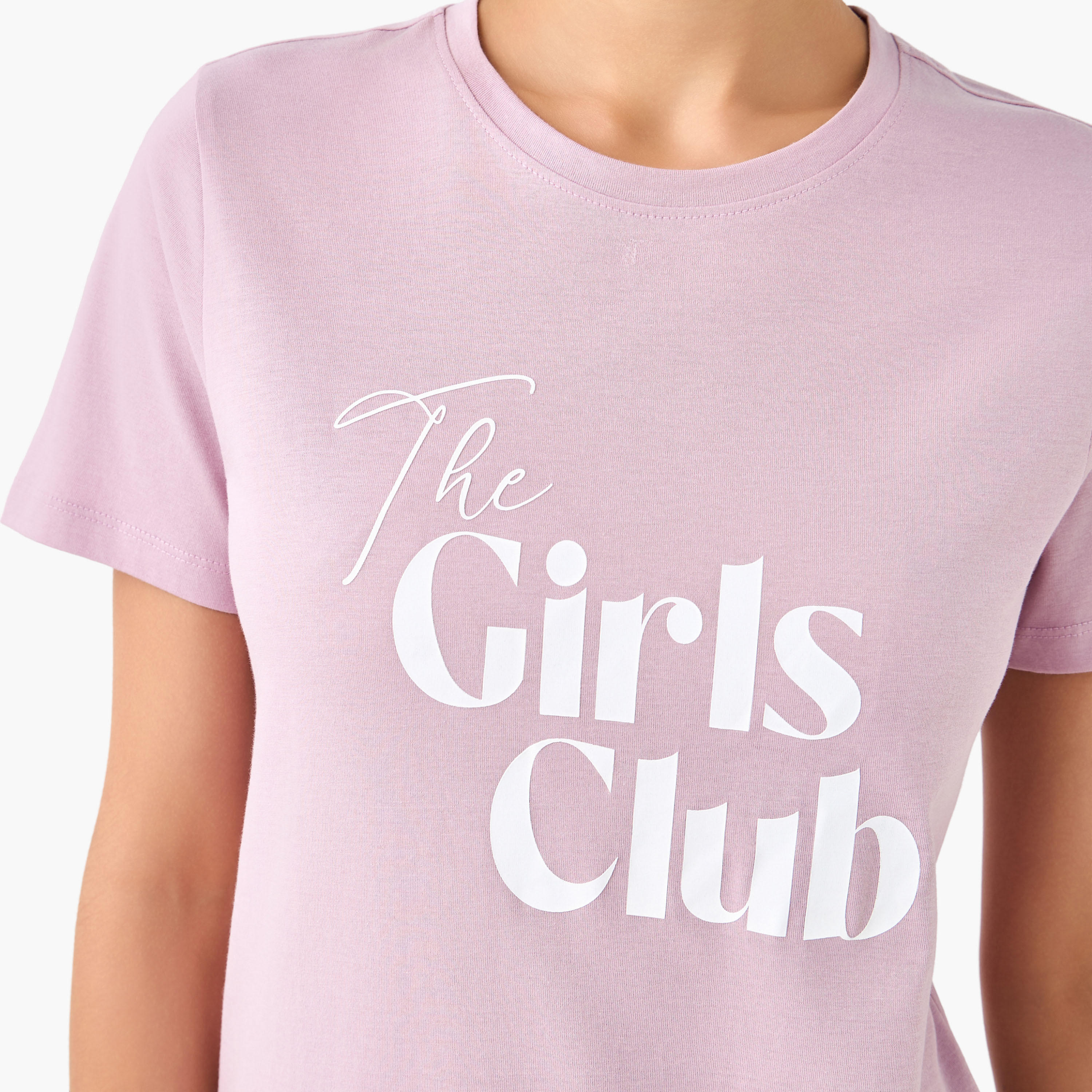 Regular Fit Cotton T-shirt with Typographic Print-women-clothing-tshirts-image-5