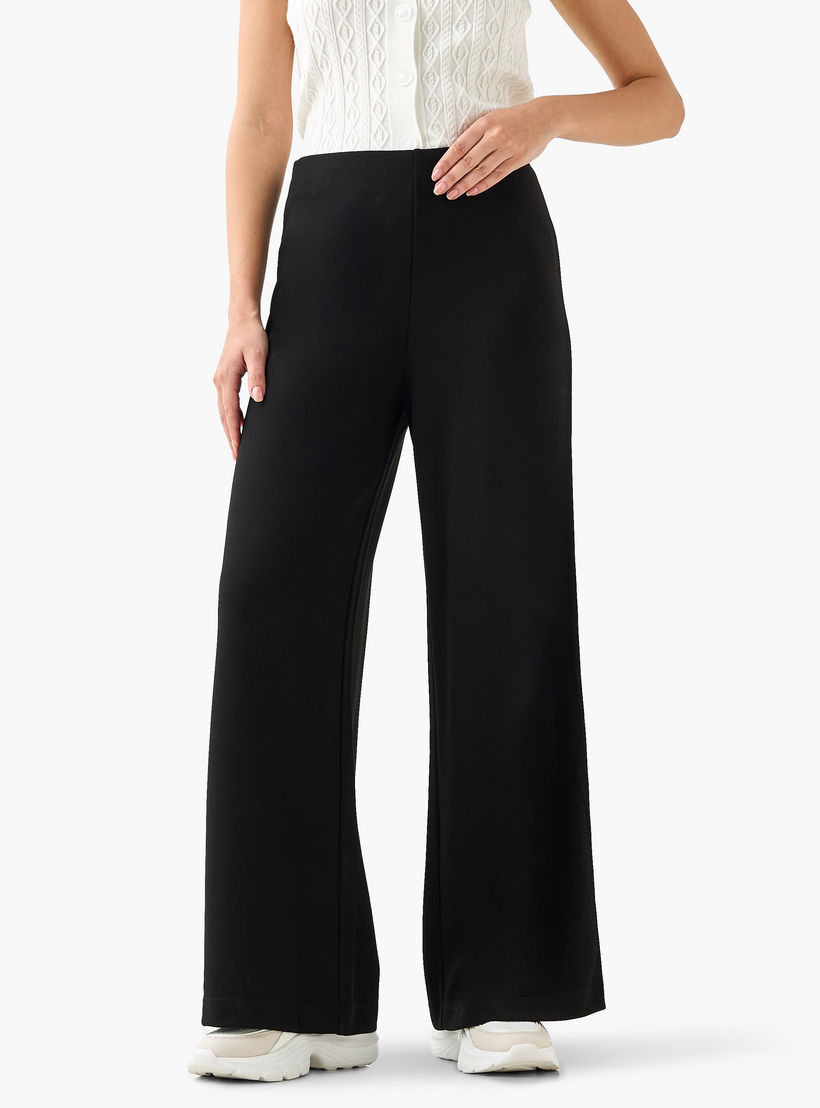 بنطلون واسع الساقين من مزيج المودال بخصر مرن-women-clothing-coordsets-image-2
