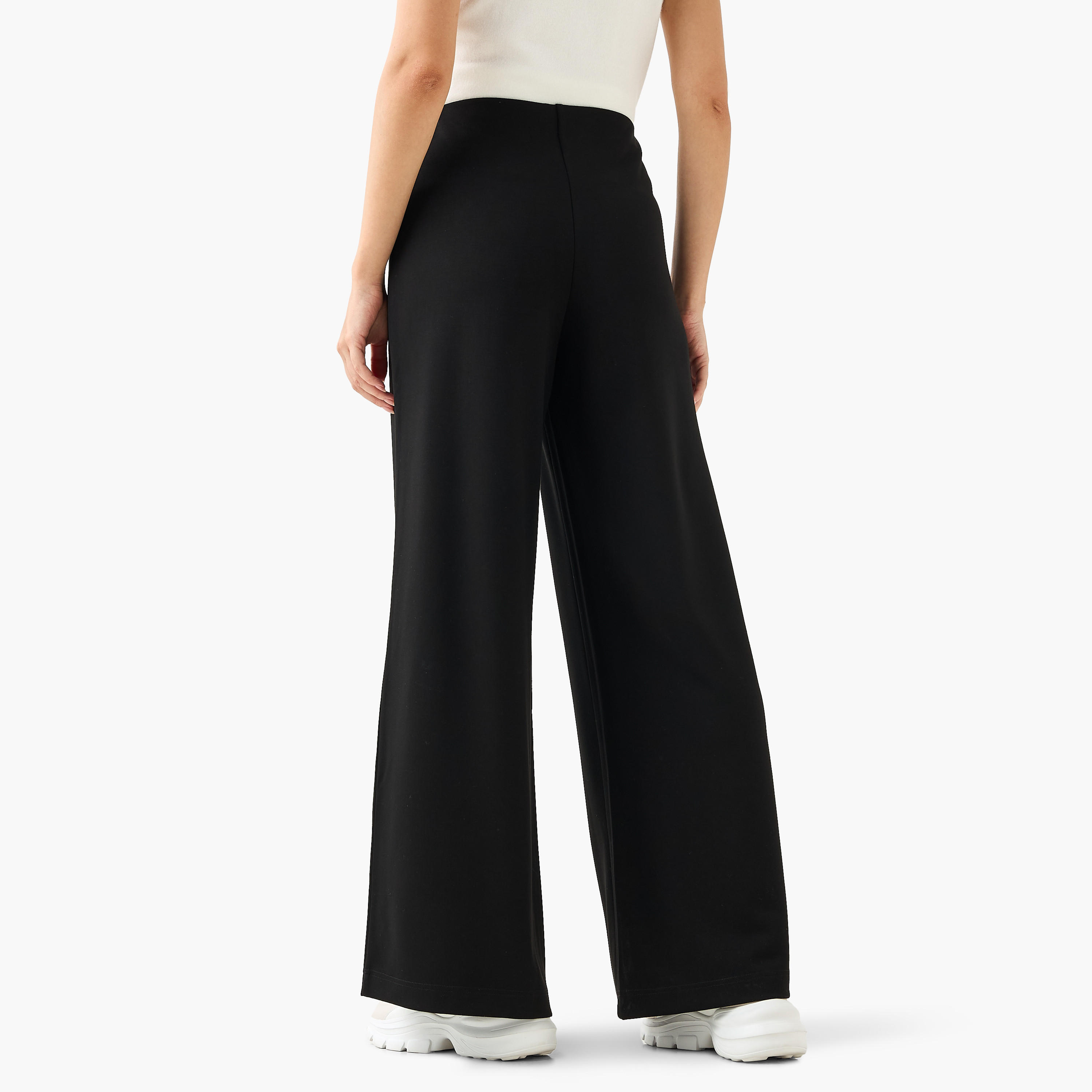 بنطلون واسع الساقين من مزيج المودال بخصر مرن-women-clothing-coordsets-image-4
