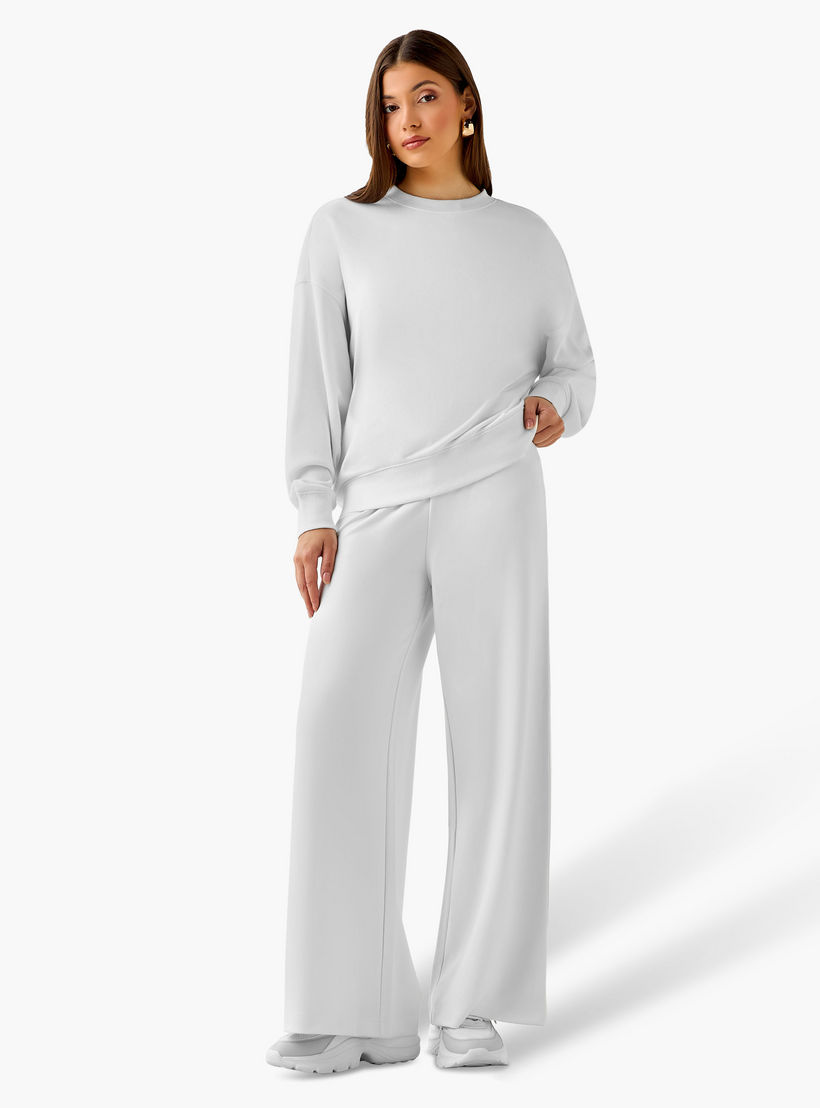 بنطلون واسع الساقين من مزيج المودال بخصر مرن-women-clothing-coordsets-image-3