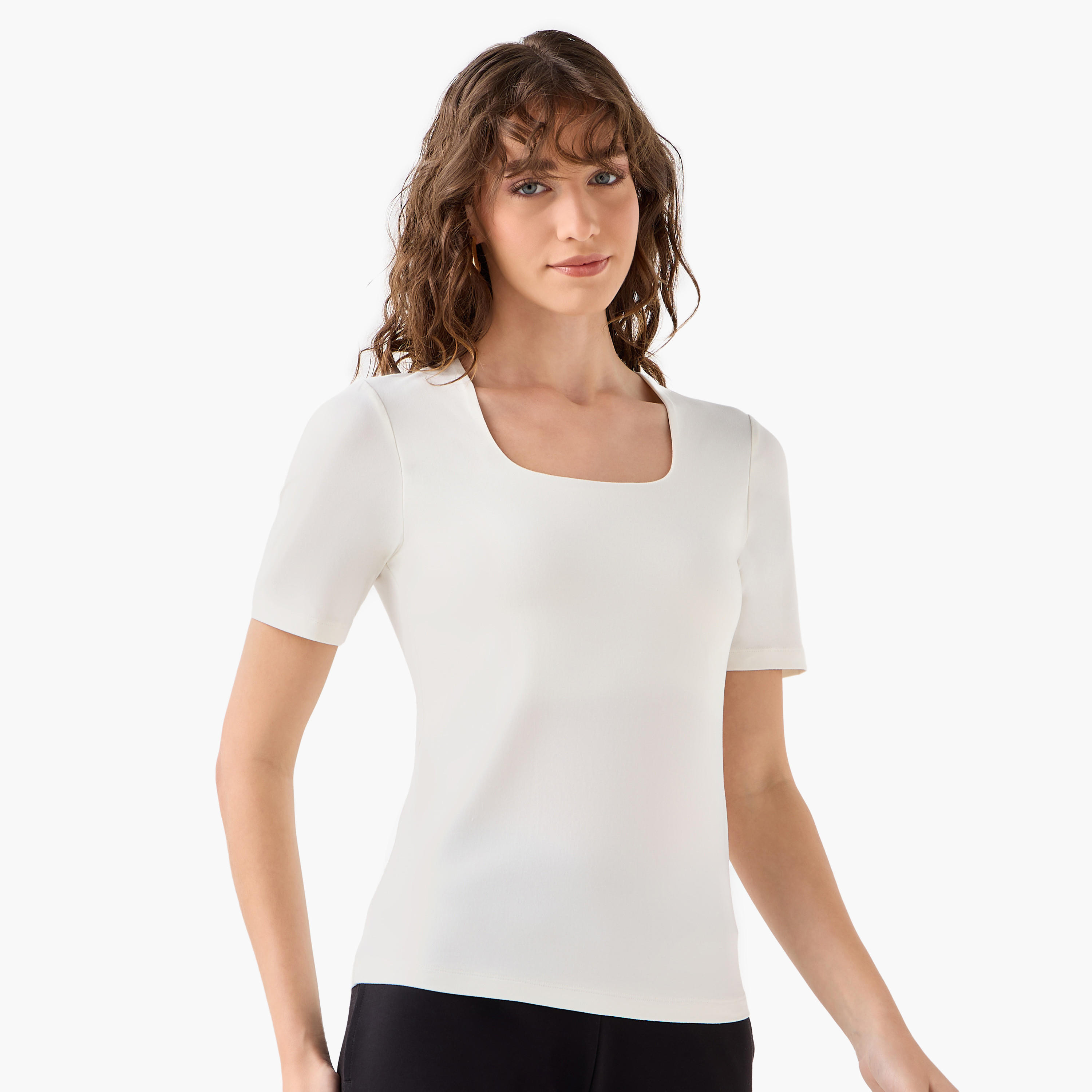 تيشيرت مايكروفايبر برقبة مربعة-women-clothing-tshirts-image-3