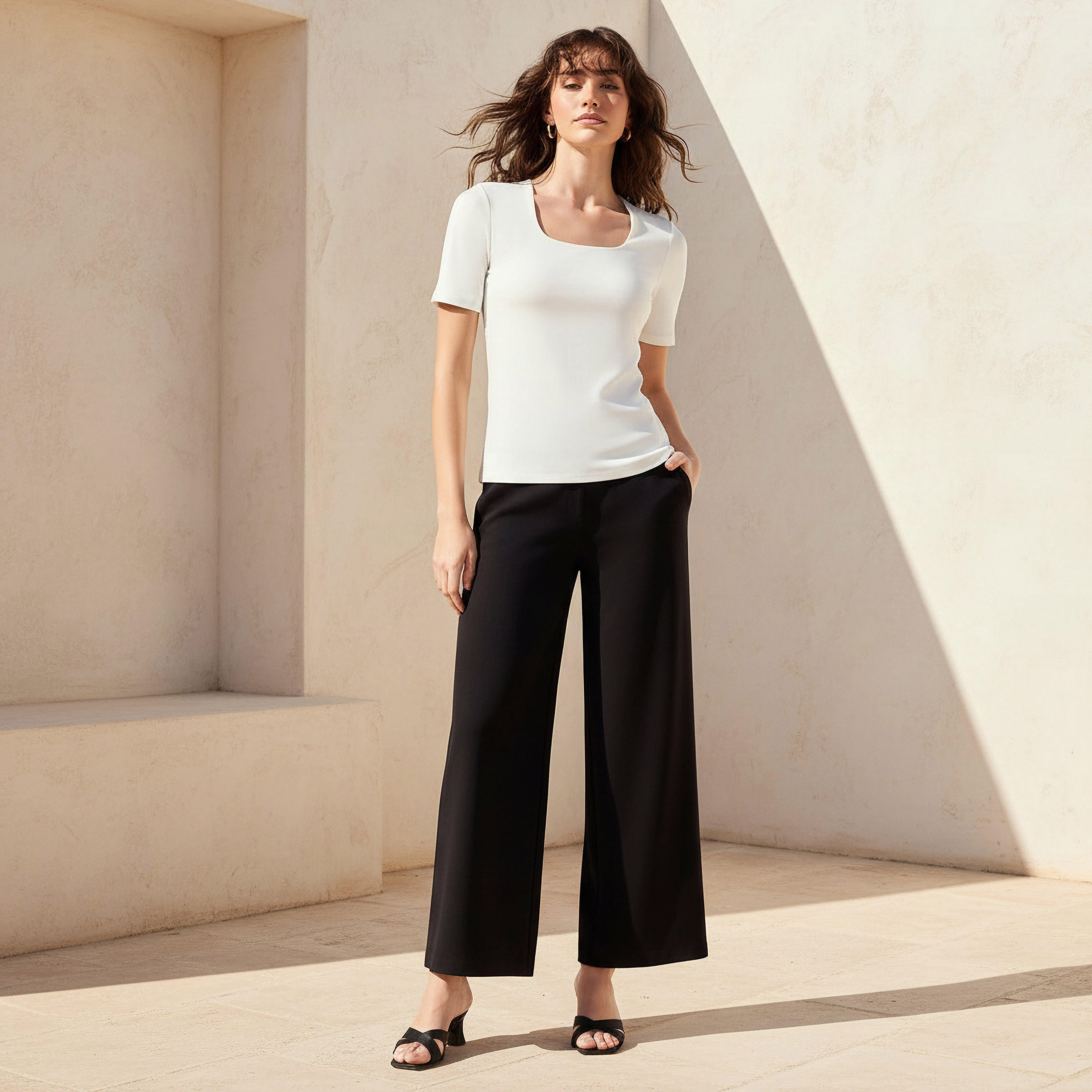 Microfibre T-shirt with Square Neck-women-clothing-tshirts-image-2