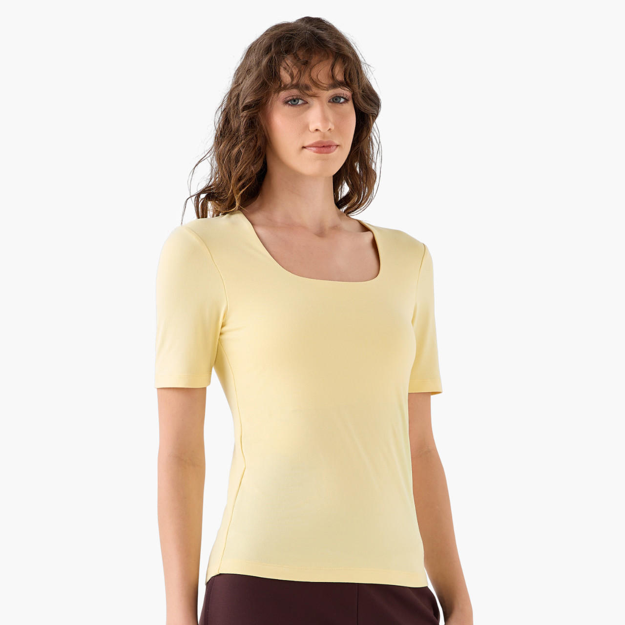 Microfibre T-shirt with Square Neck-women-clothing-tshirts-image-2