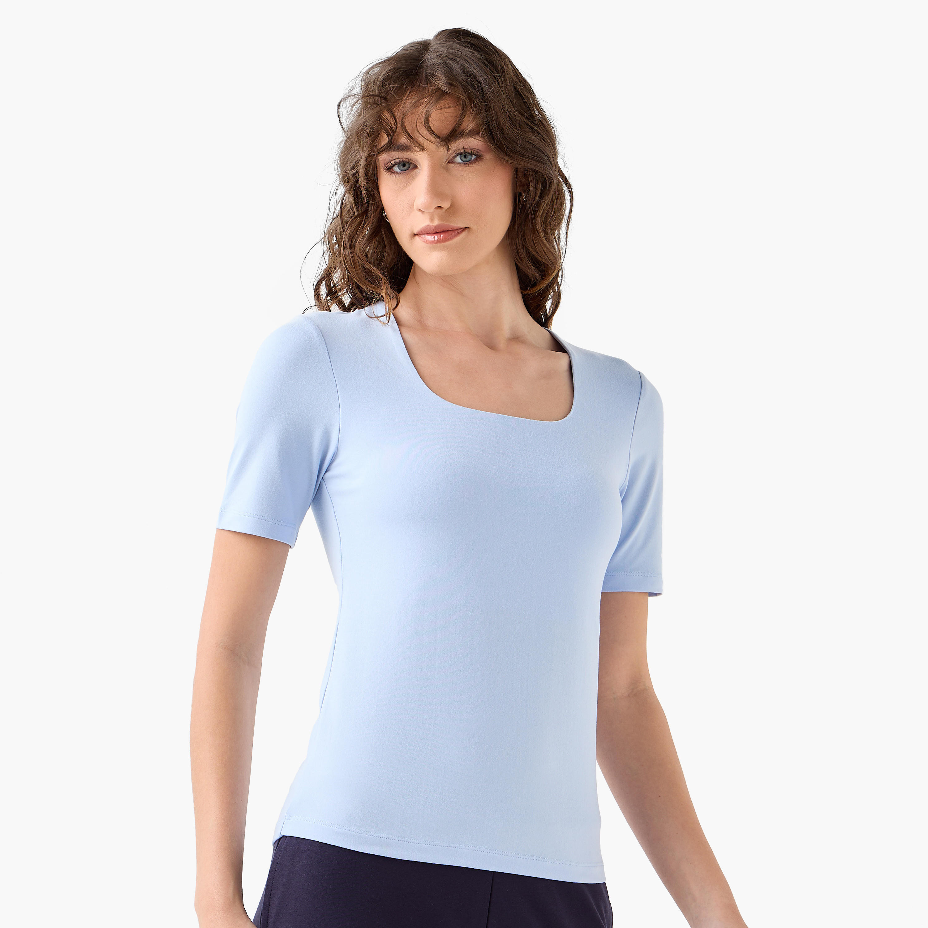 تيشيرت مايكروفايبر برقبة مربعة-women-clothing-tshirts-image-5