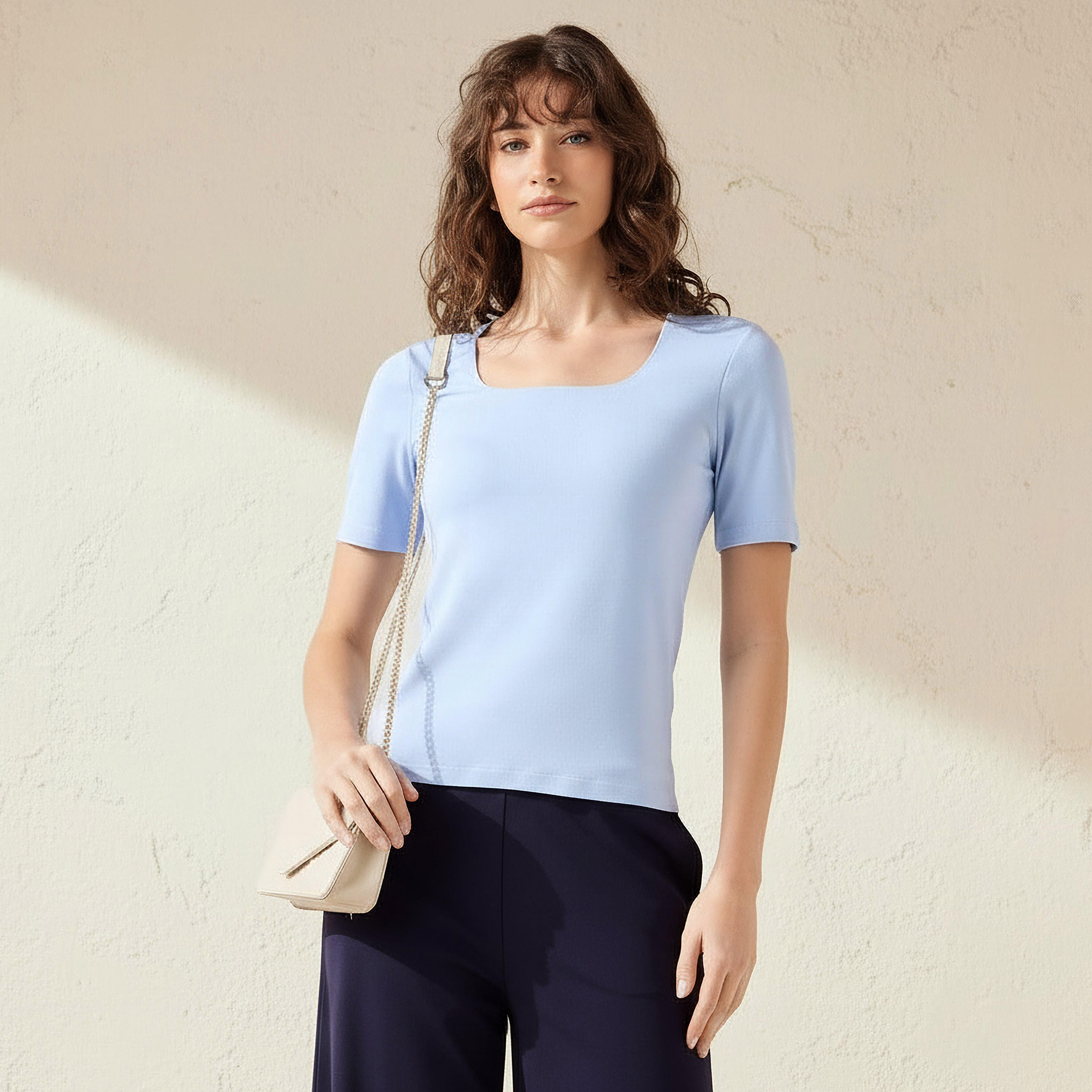 تيشيرت مايكروفايبر برقبة مربعة-women-clothing-tshirts-image-6