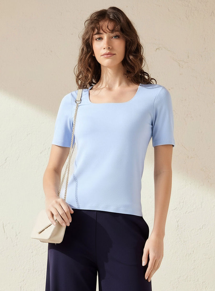 تيشيرت مايكروفايبر برقبة مربعة-women-clothing-tshirts-image-6