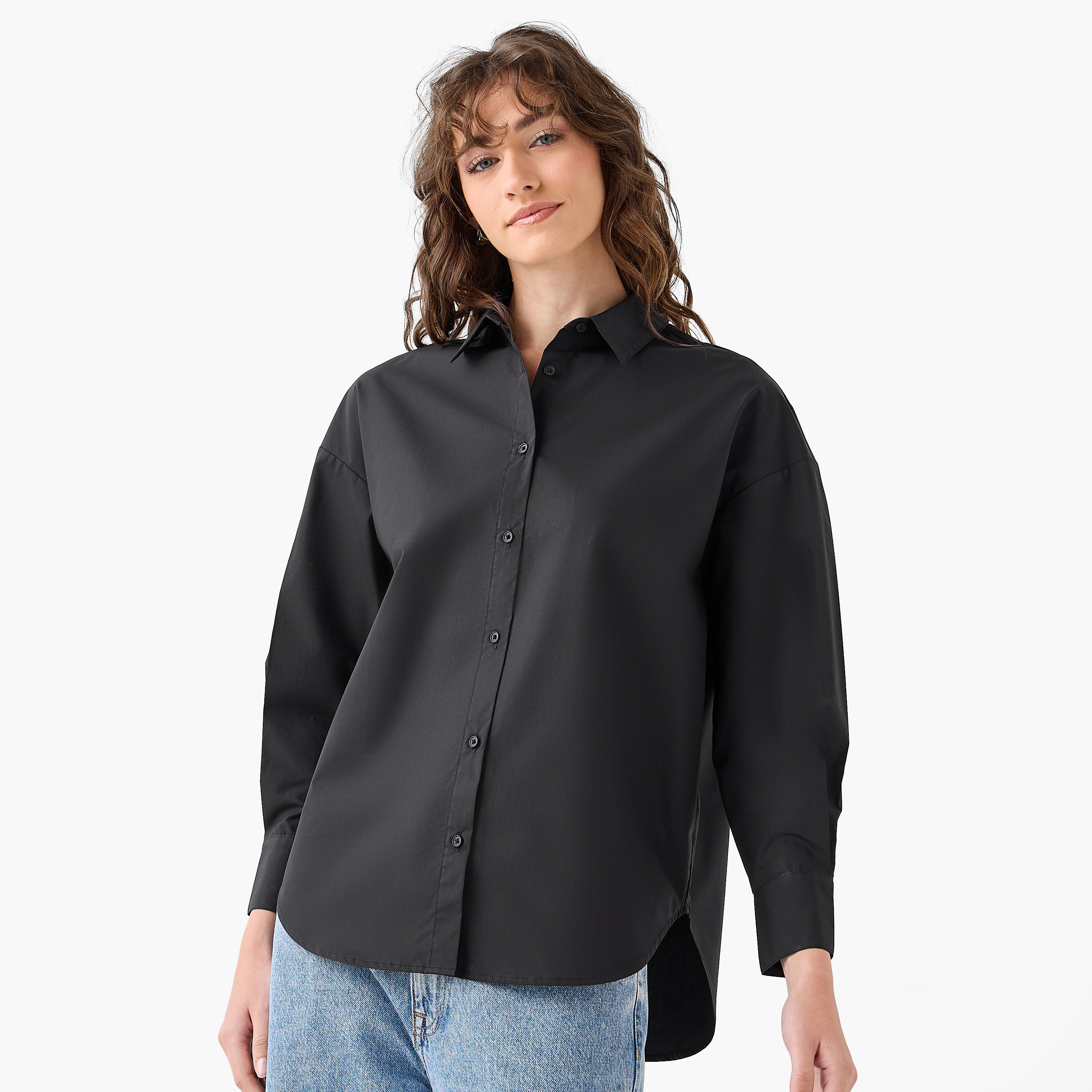 Poplin Cotton Shirt with Collar-women-clothing-shirtsandblouses-shirts-image-2