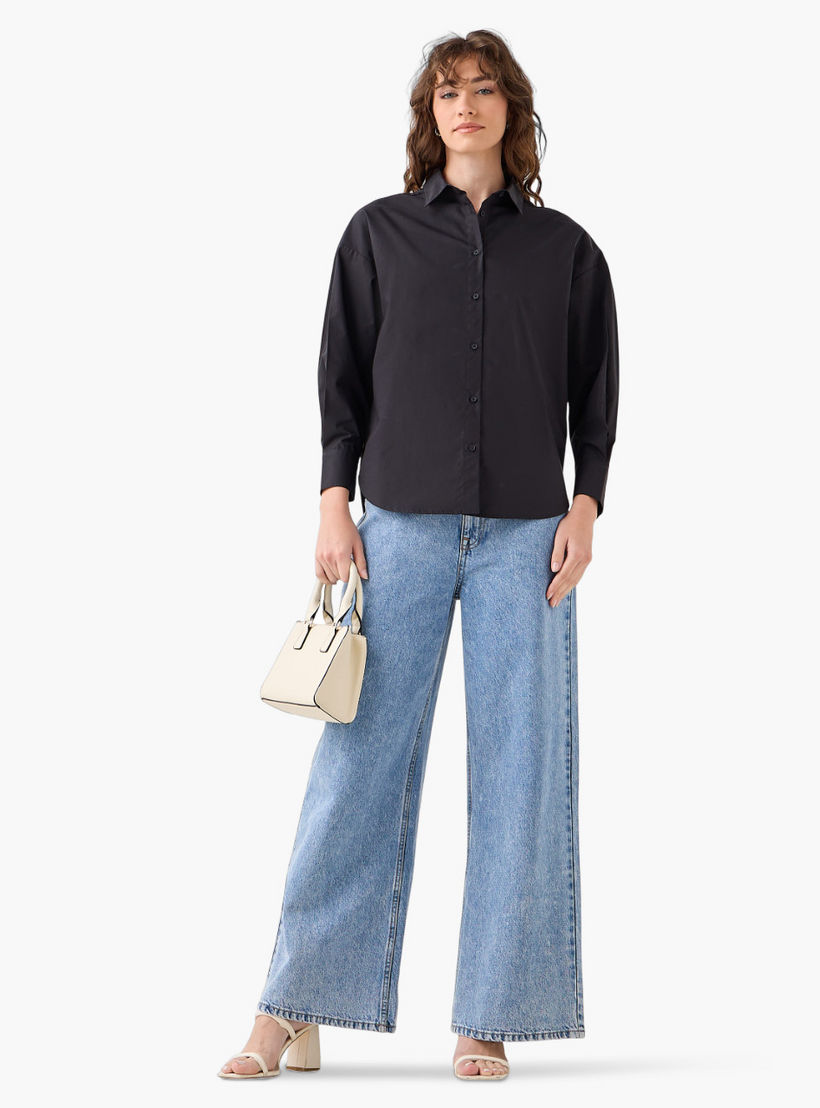 قميص قطن بوبلين بياقة عاديّة-women-clothing-shirtsandblouses-shirts-image-3