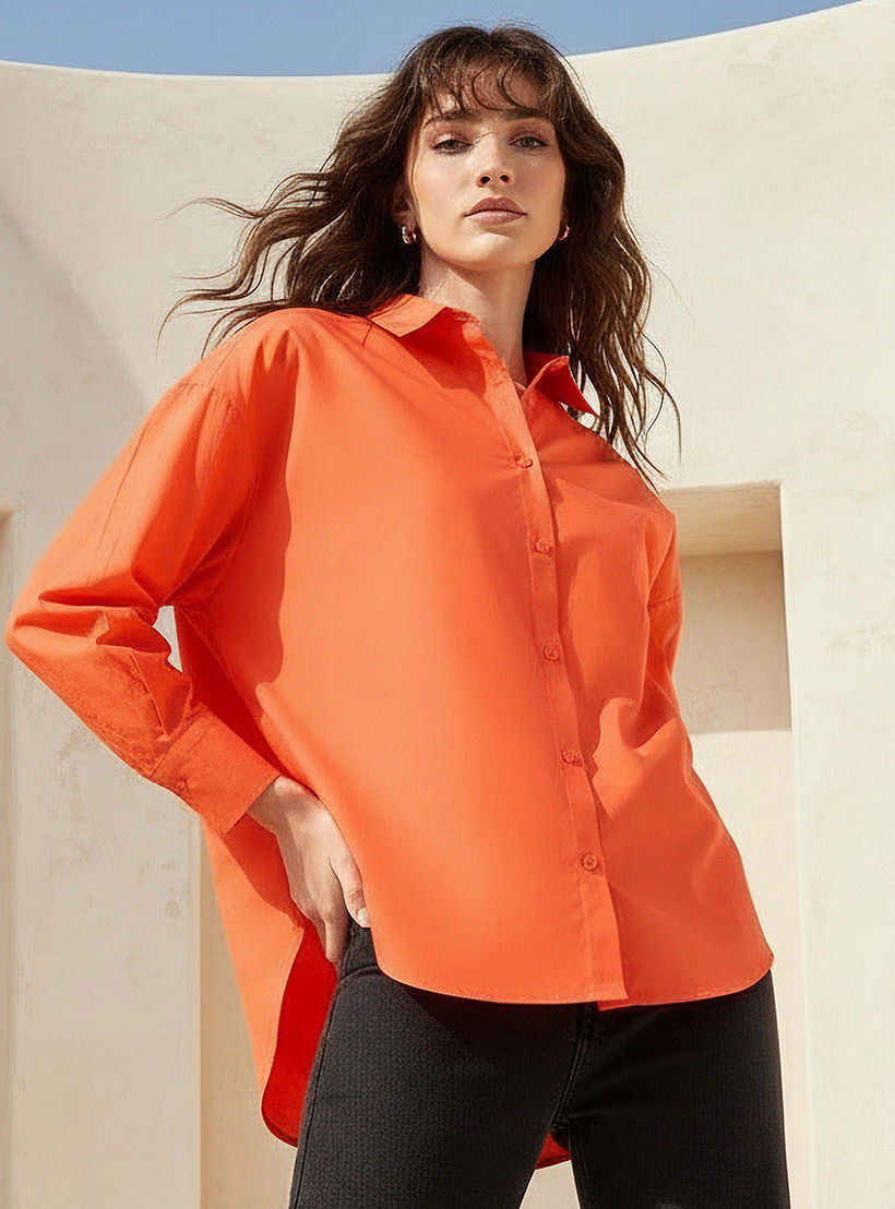 Poplin Cotton Shirt with Collar-women-clothing-shirtsandblouses-shirts-image-1