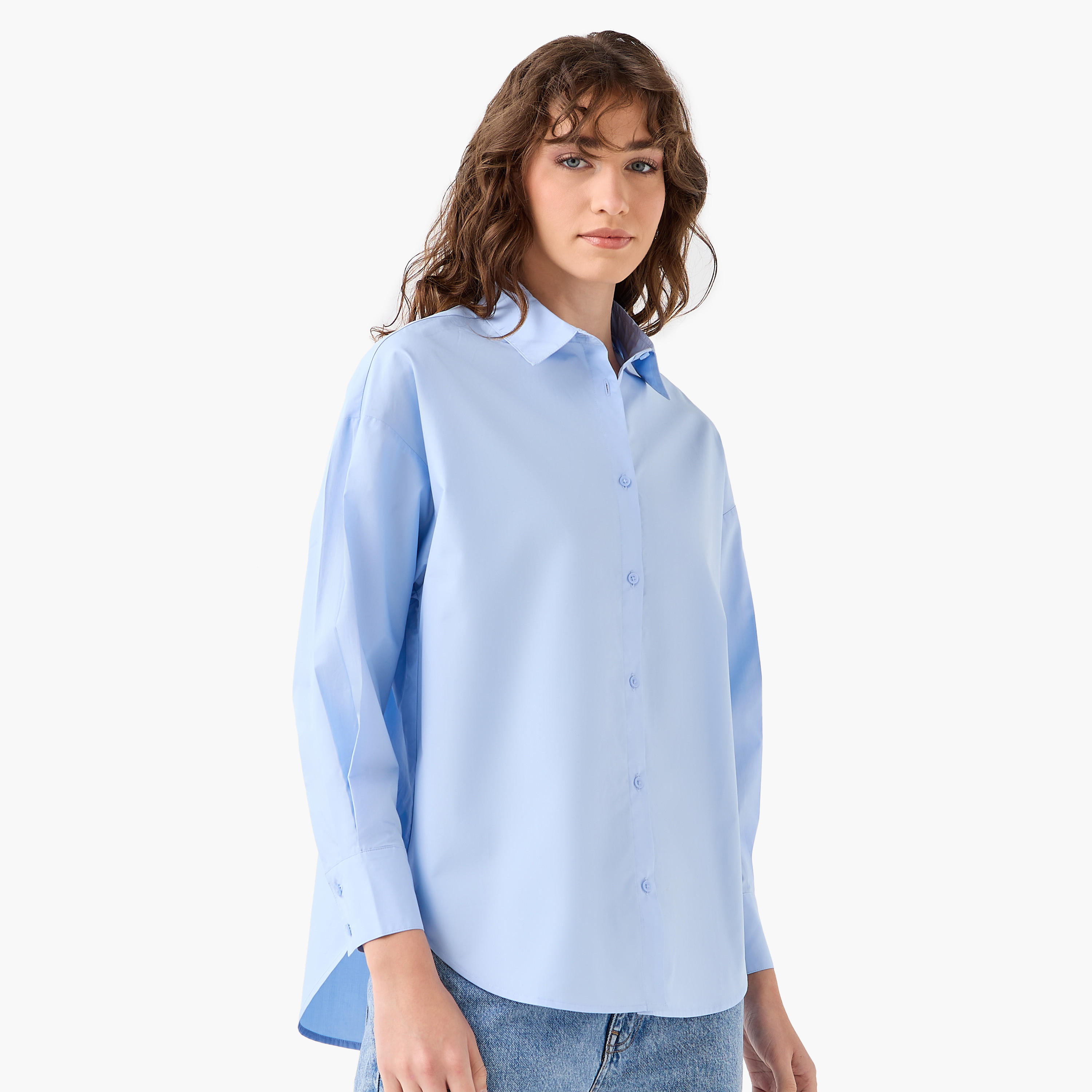 Poplin Cotton Shirt with Collar-women-clothing-shirtsandblouses-shirts-image-2
