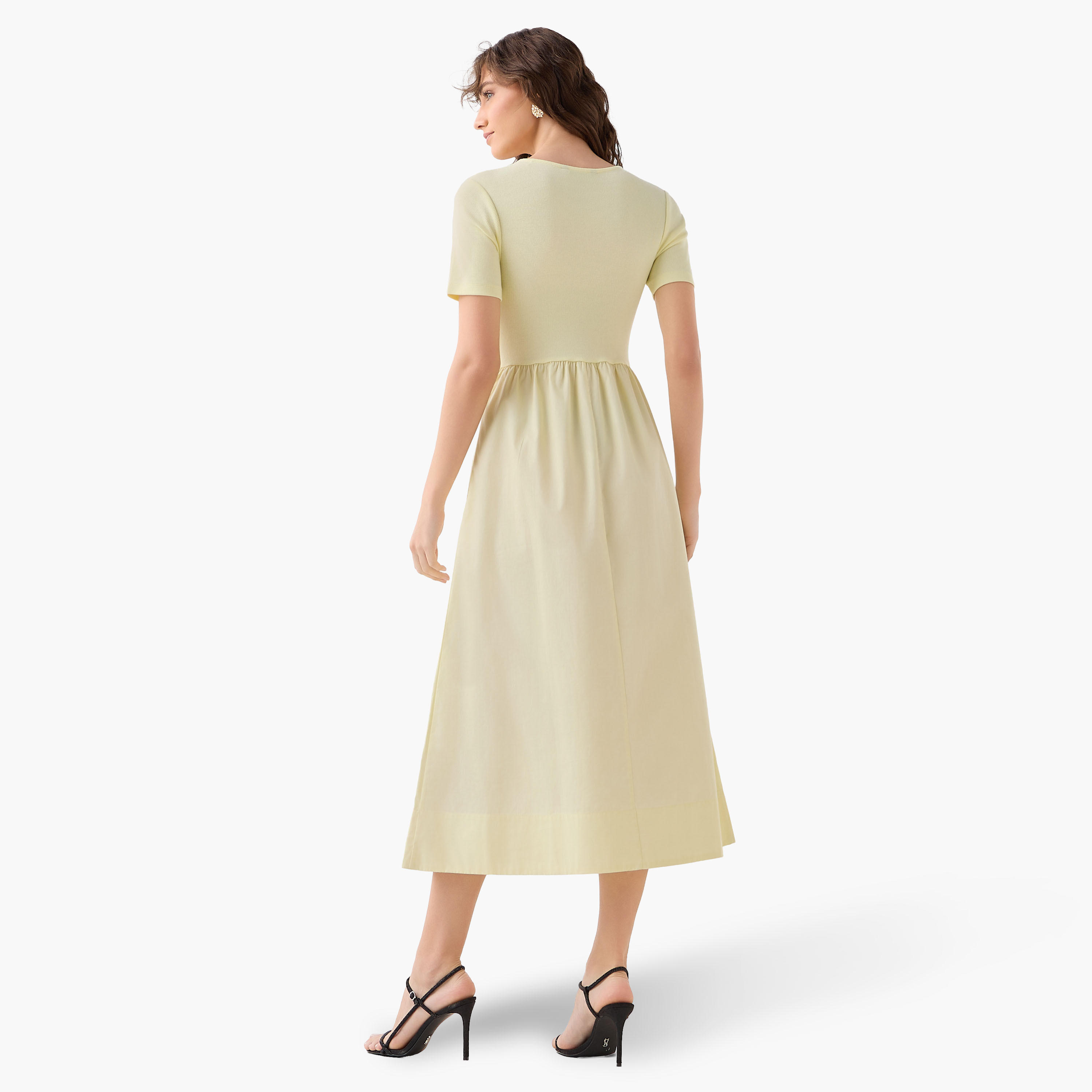 فستان ميدي بقصة إيه لاين بملمس مضلّع-women-clothing-dresses-image-4