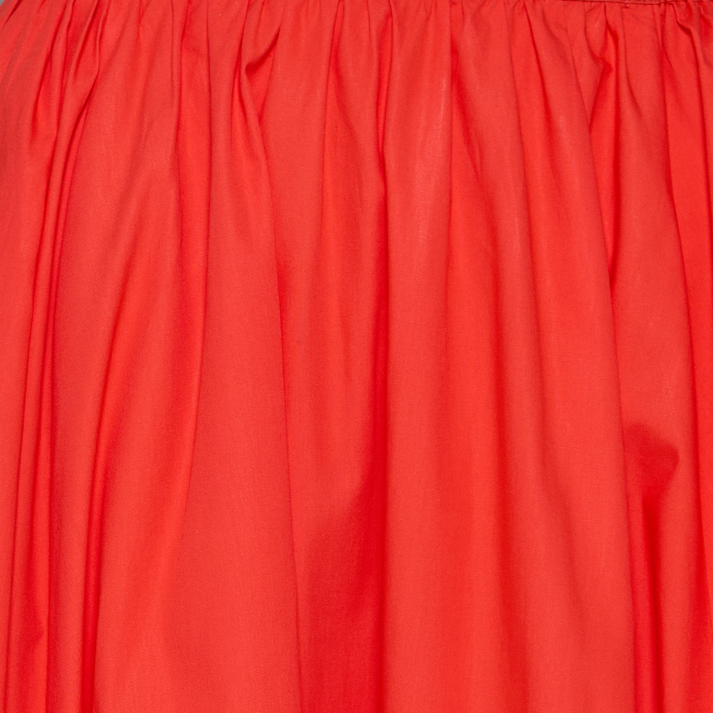 Midi Cotton A-line Skirt with Semi-Elasticated Waist-women-clothing-bottoms-skirts-image-2