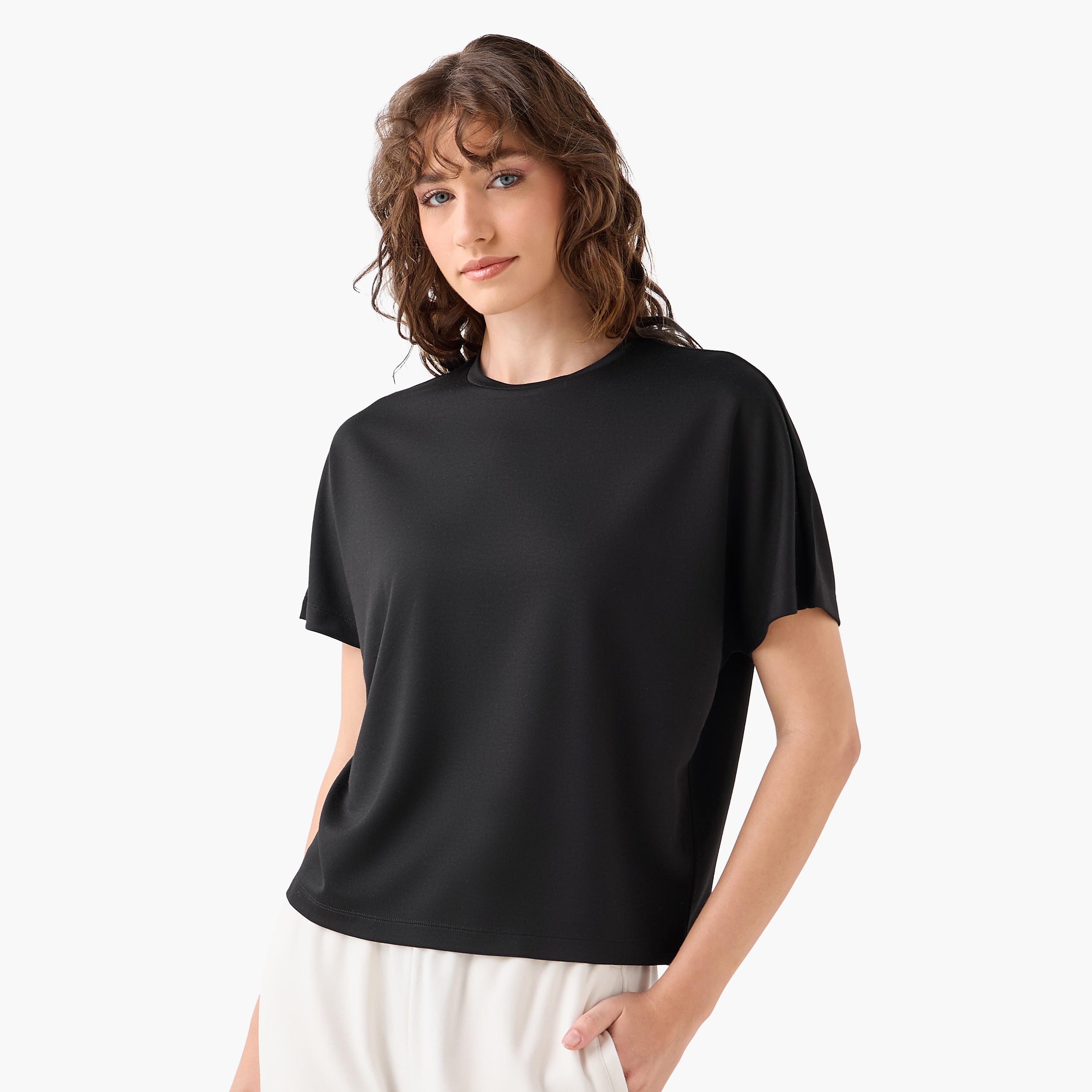 T-Shirt with Extended Sleeves-women-clothing-coordsets-image-2