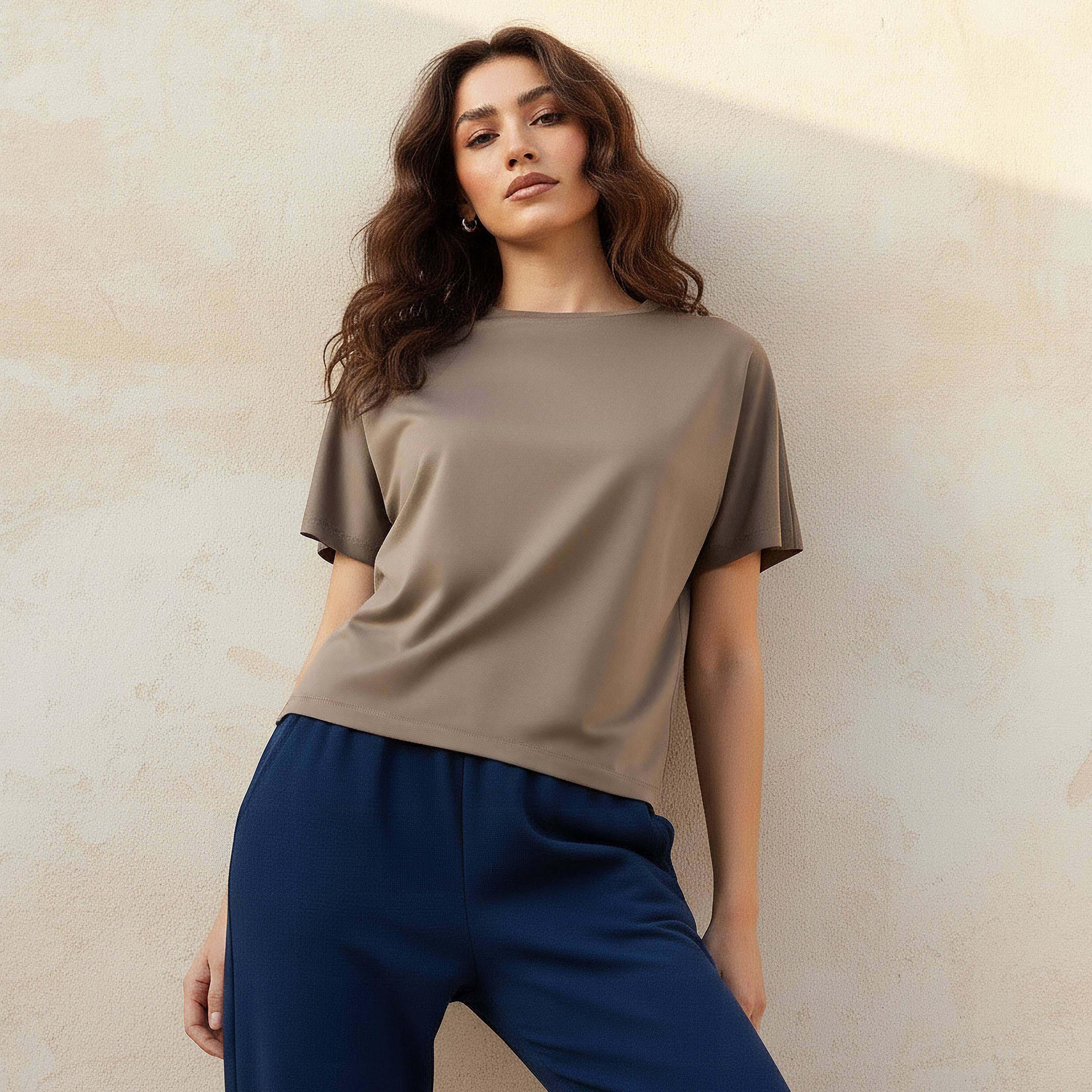 T-Shirt with Extended Sleeves-women-clothing-coordsets-image-1