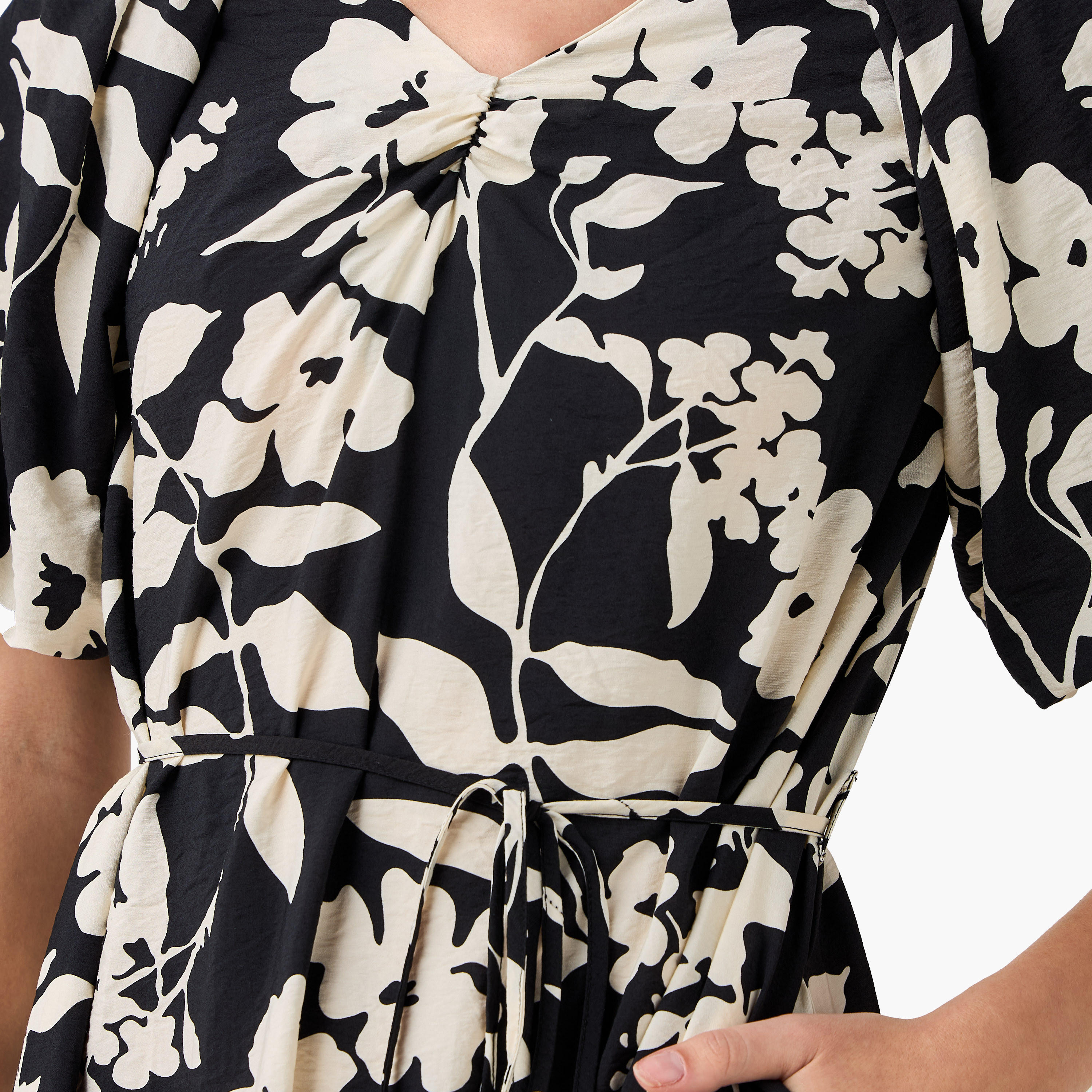 Midi Floral Print Women Dress with Balloon Sleeves-women-clothing-dresses-image-4