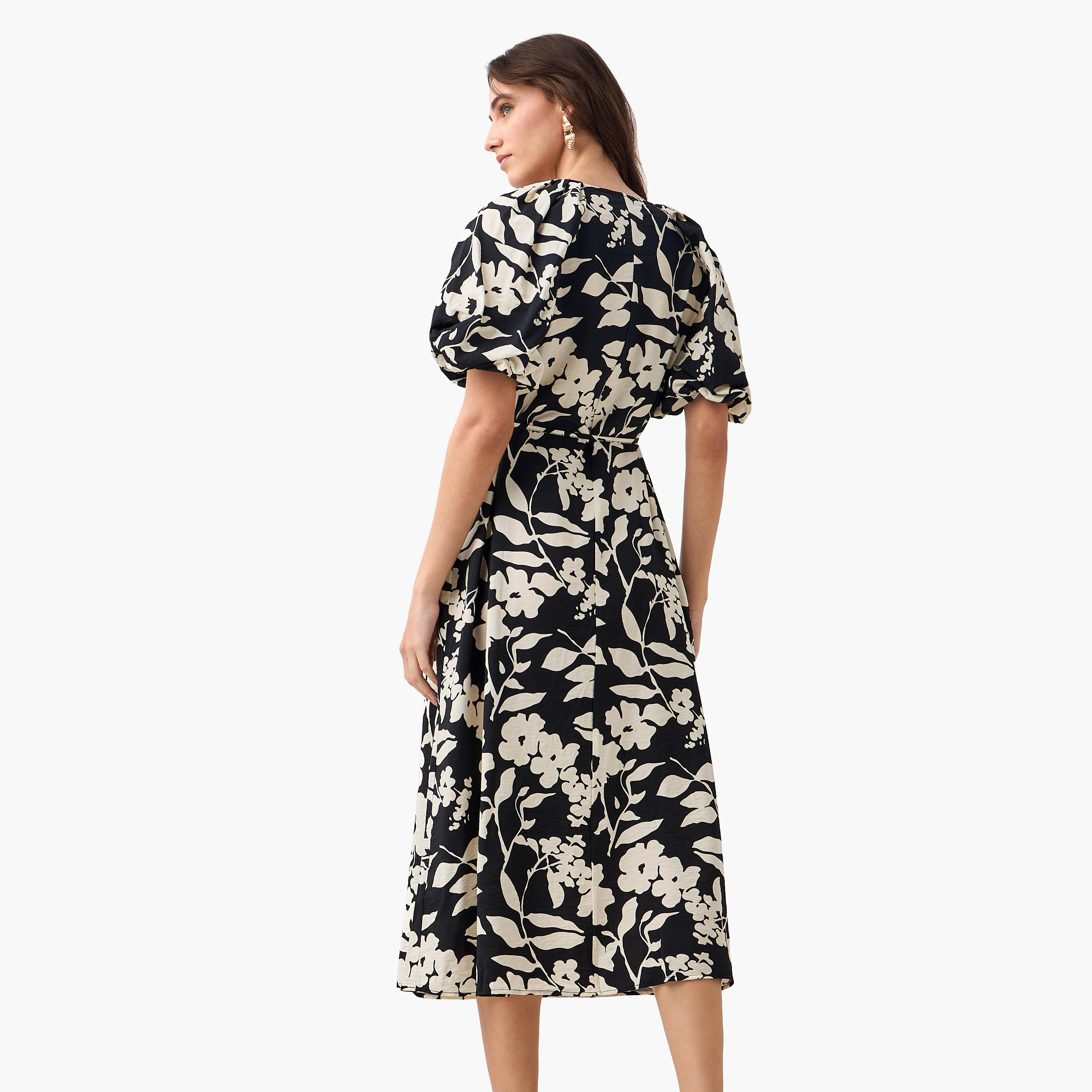 Midi Floral Print Women Dress with Balloon Sleeves-women-clothing-dresses-image-6