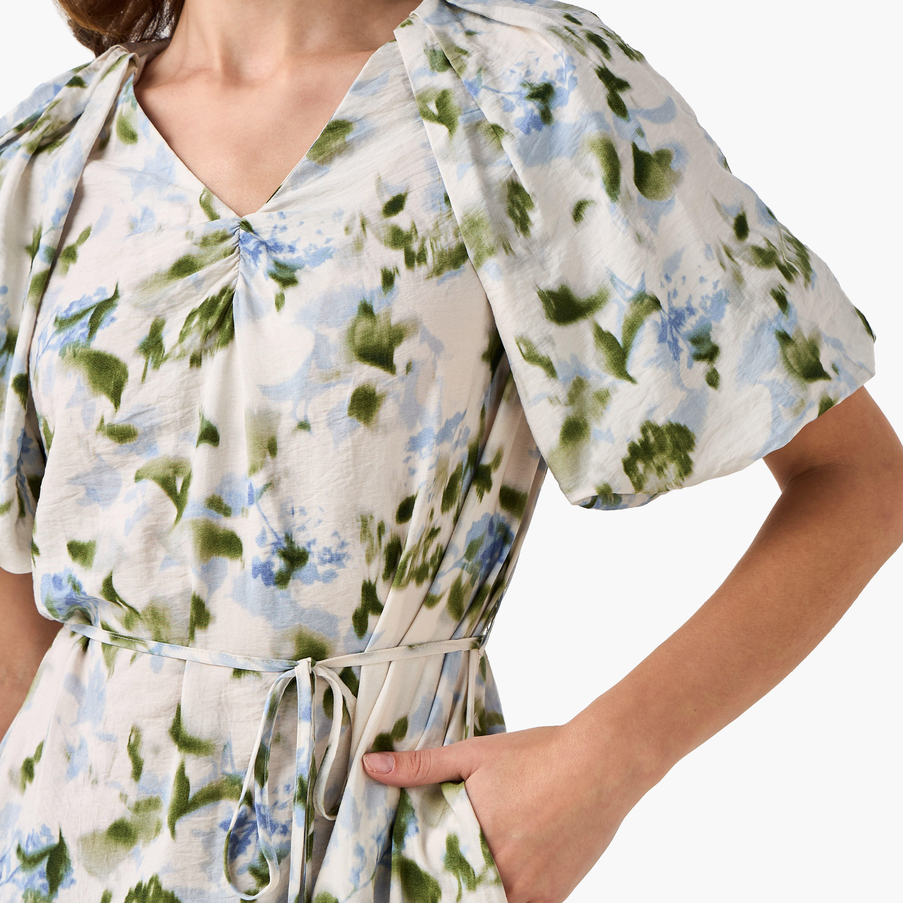 Midi Floral Print Women Dress with Balloon Sleeves-women-clothing-dresses-image-6