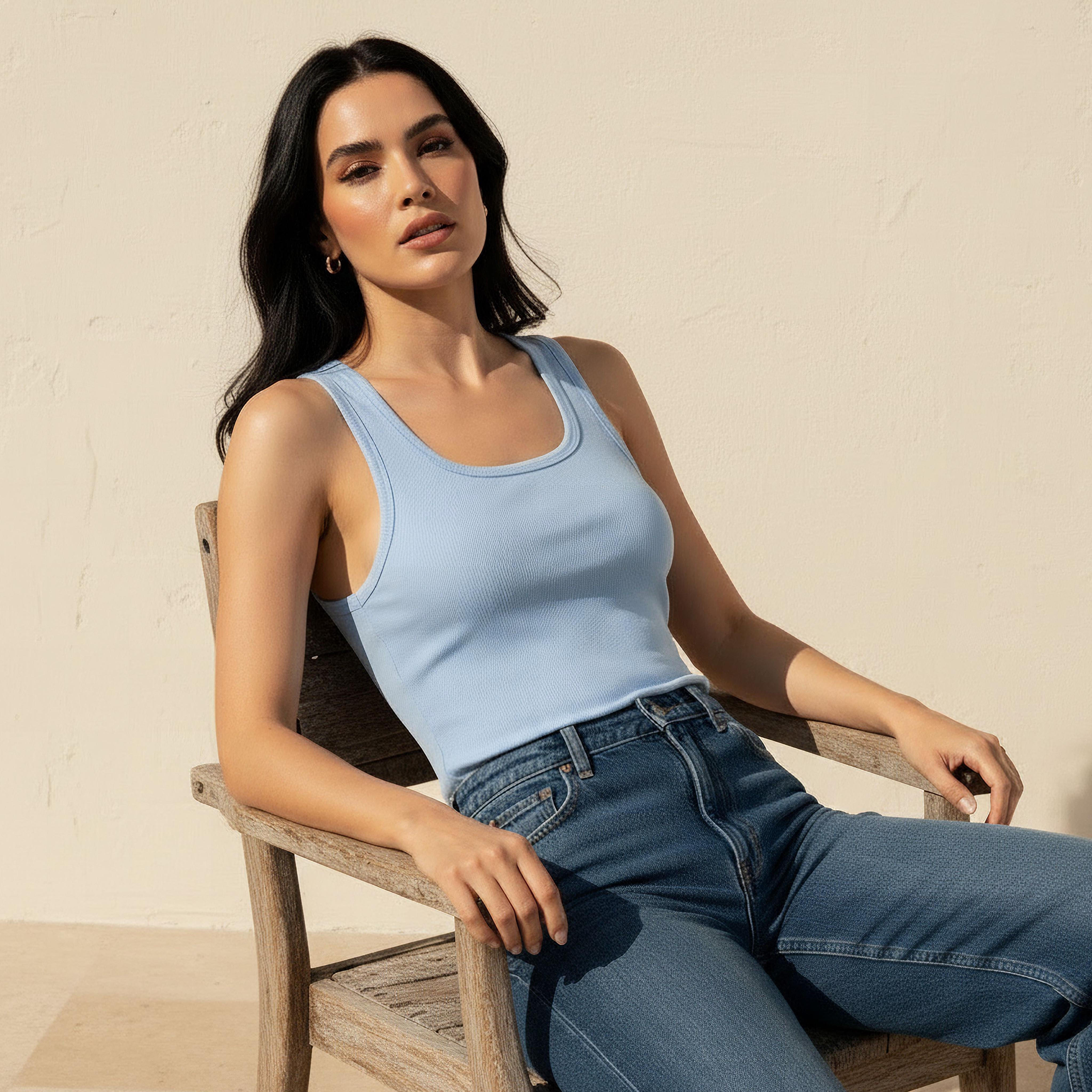 Slim Fit Tank Top with Ribbed Texture-women-clothing-tshirts-image-1