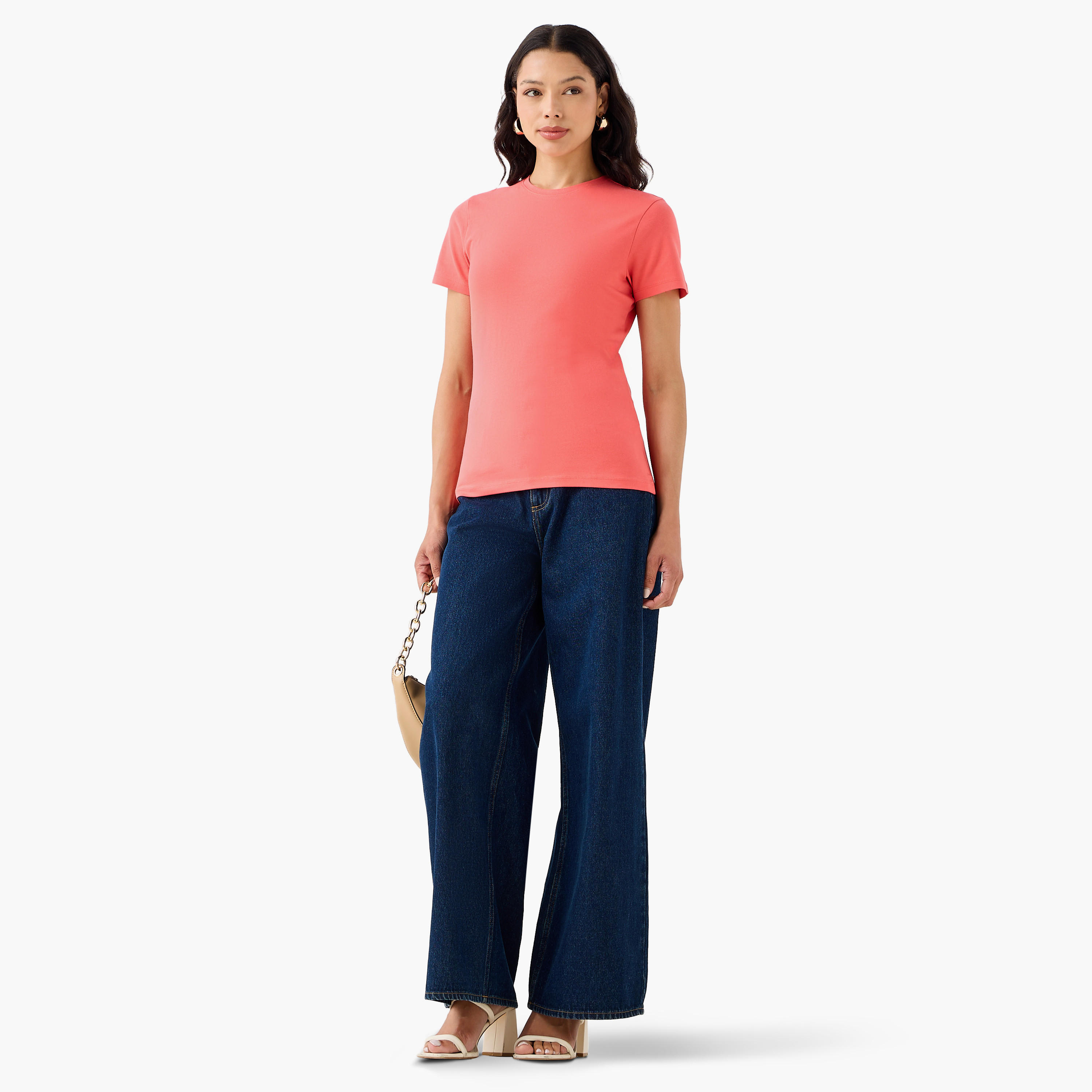 Slim Fit T-shirt with Crew Neck-women-clothing-tshirts-image-4