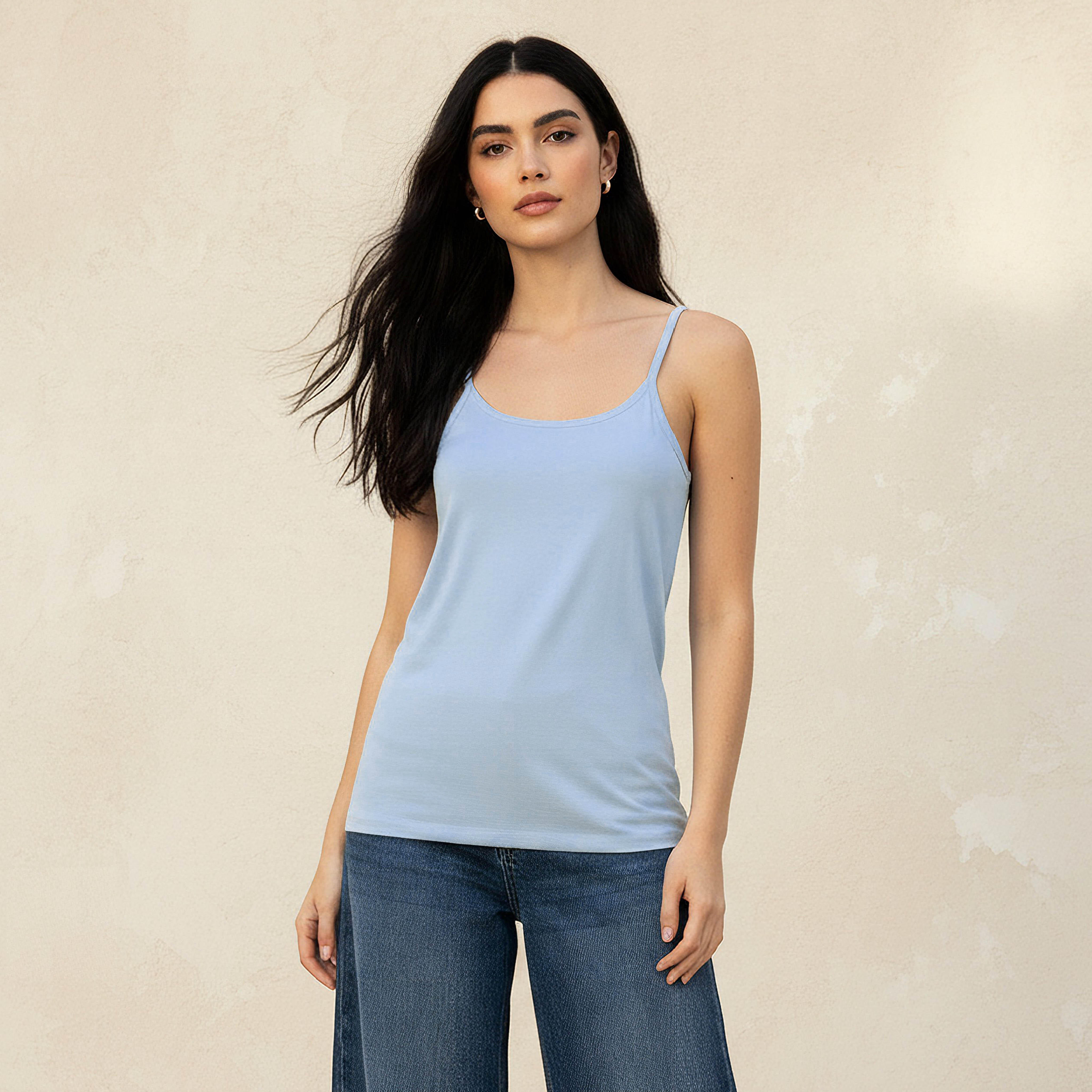 بلوزة تانك بقصة سليم وحمالات رفيعة-women-clothing-tshirts-image-1